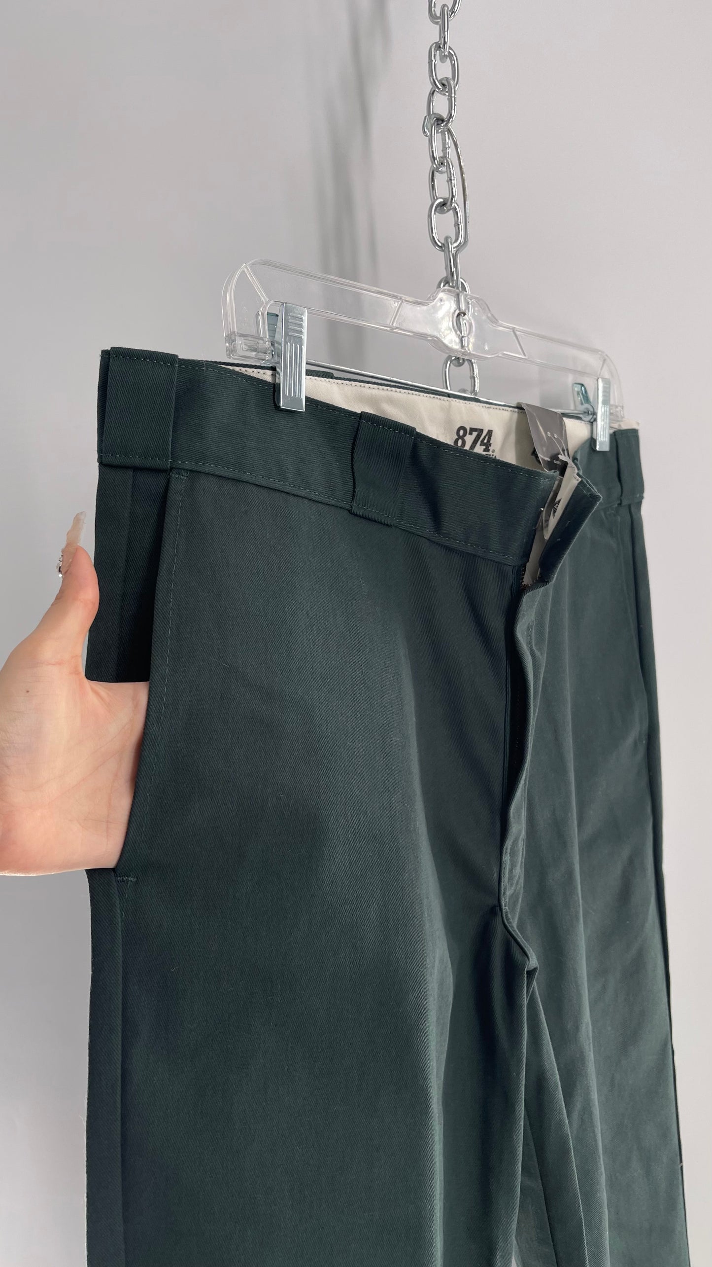 Dark Green Dickies Original Fit 874 Work Pants (34x37)