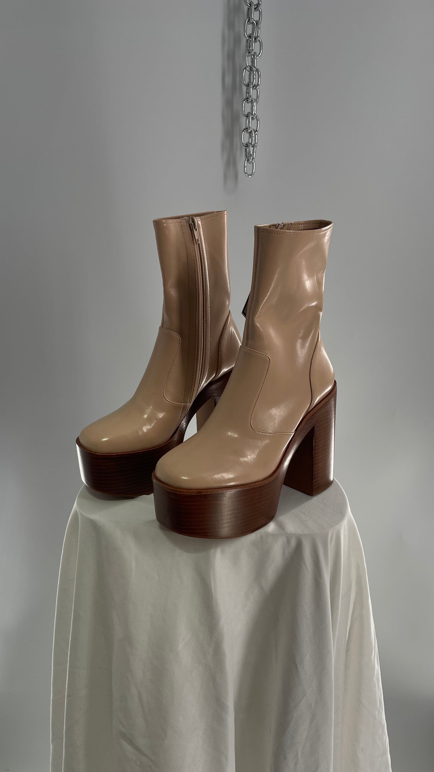 Jeffrey Campbell Mexique Beige Boot with Platform And Chunky Wooden Heel (6)