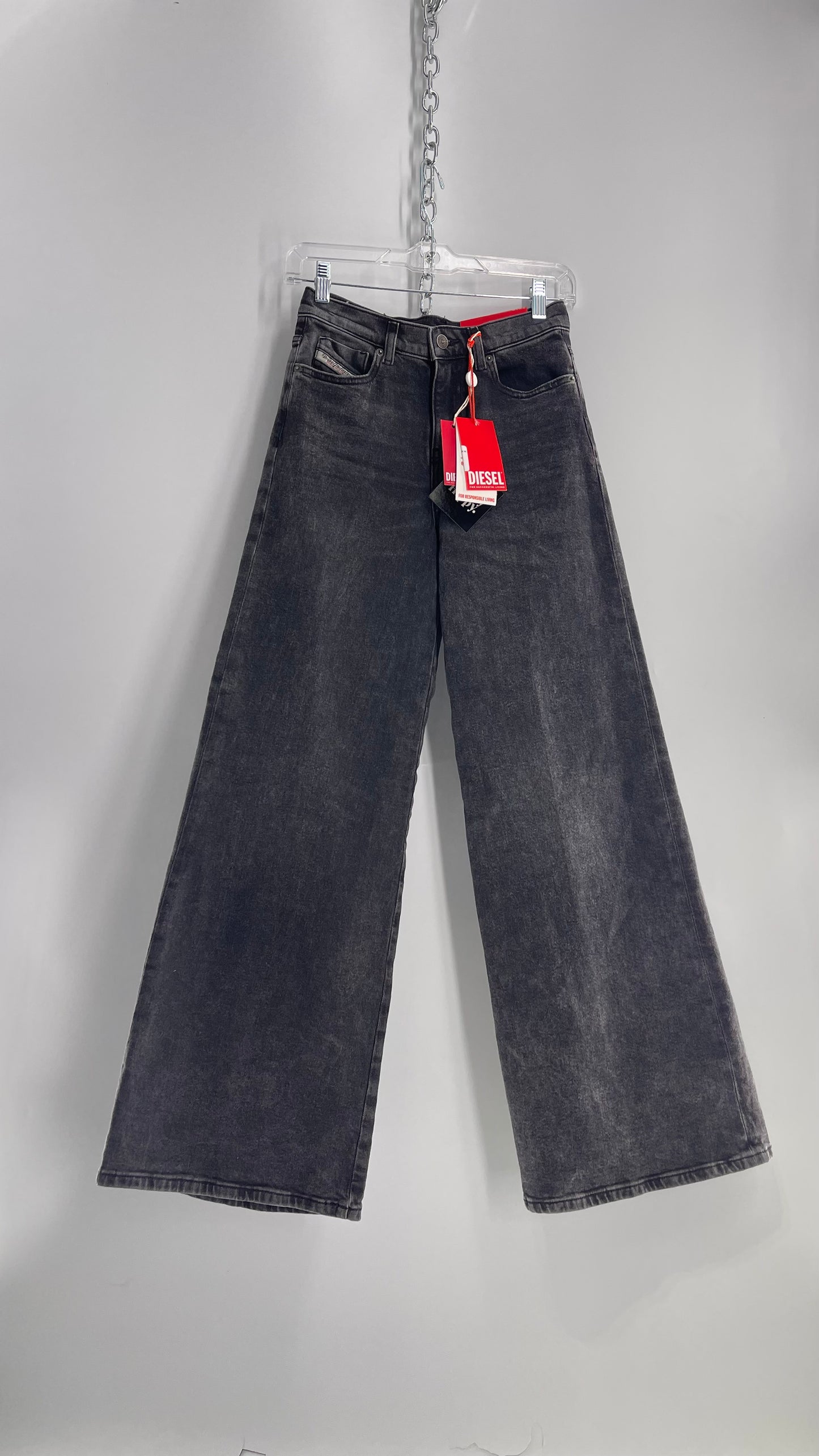 DIESEL Charcoal Grey Baggy Wide Leg 1978 D Akemi OCLBG with Tags Attached (24x30)