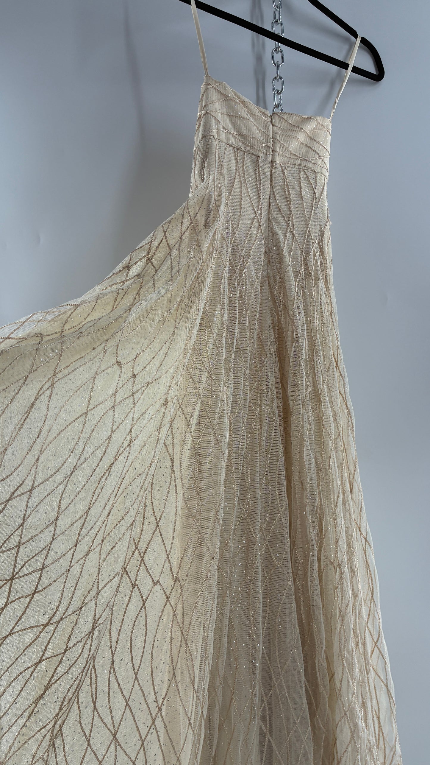 Vintage Victor Costa for Neiman Marcus Strapless Ruched/Pleated Bust Mermaid Gown Covered in Braided Threads and Embroidered Beads (6)