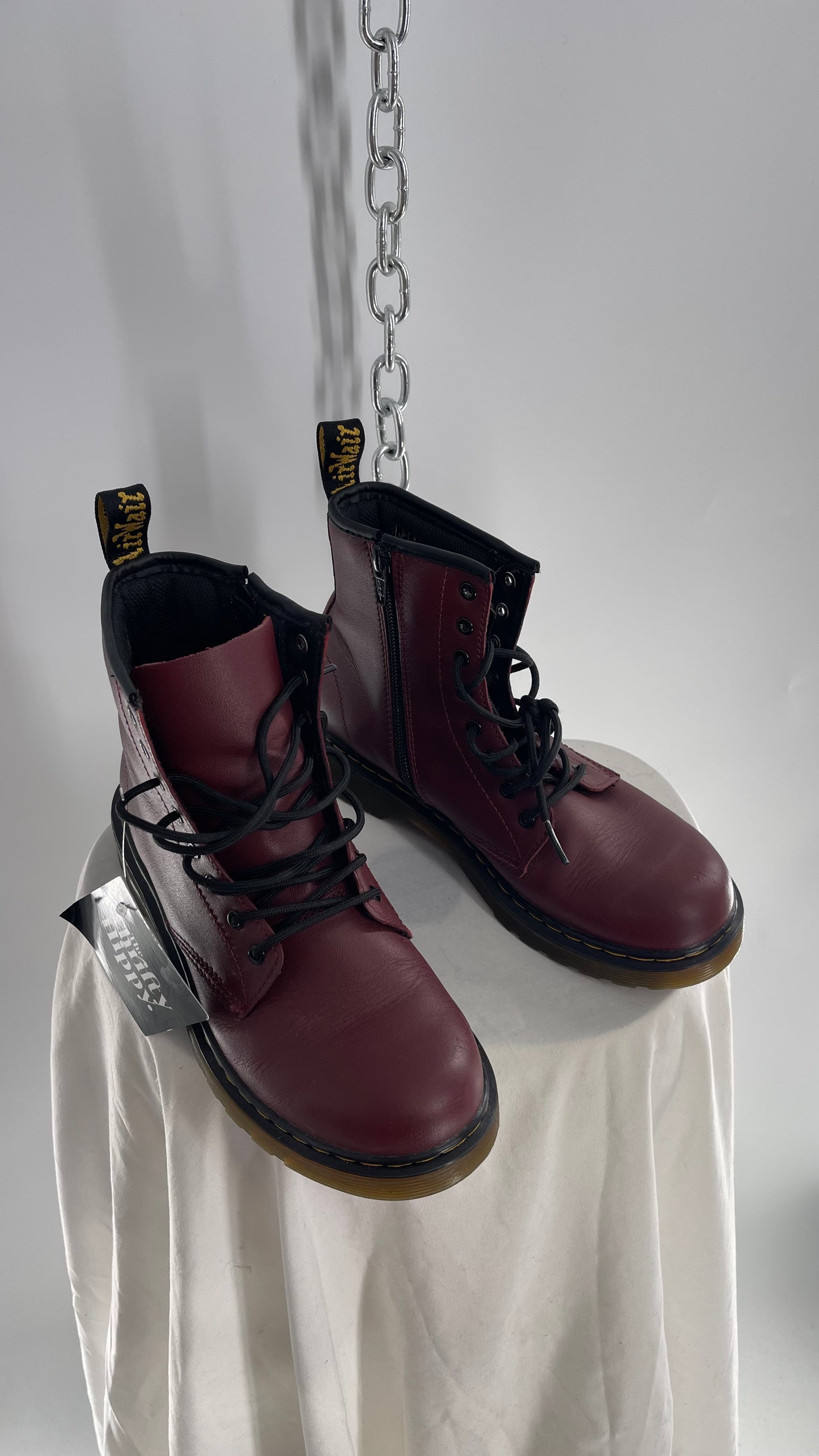 Dr.Martens Burgundy Boots with Side Zipper (5L)