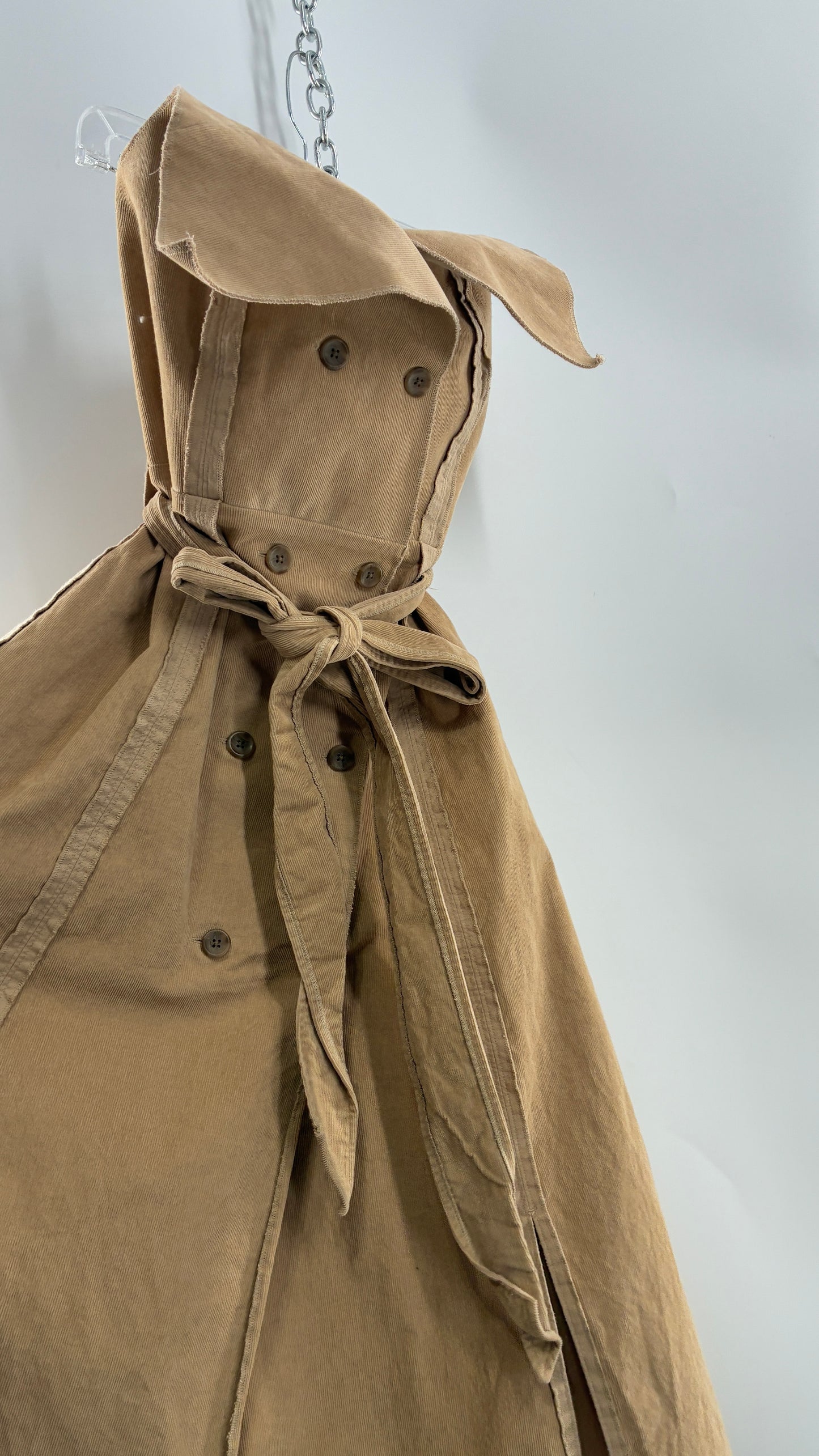 Vintage Corduroy Trench Coat Style Dress (Medium)