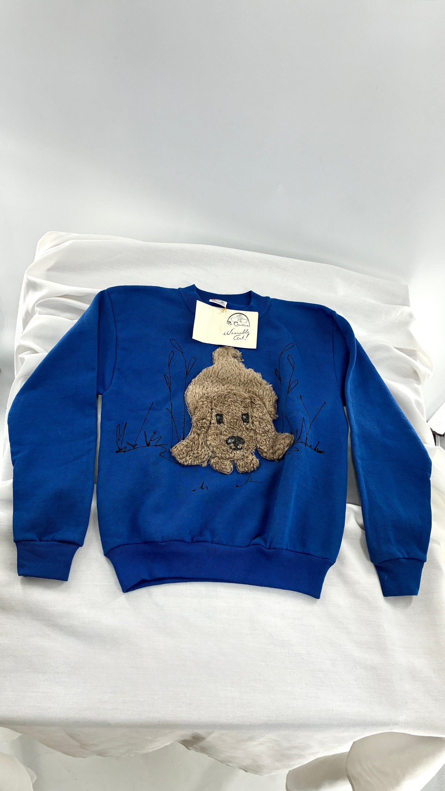 Deadstock Vintage RECREATION Hand Painted Kid’s Crewneck with Handwritten Tag (M 10/12)