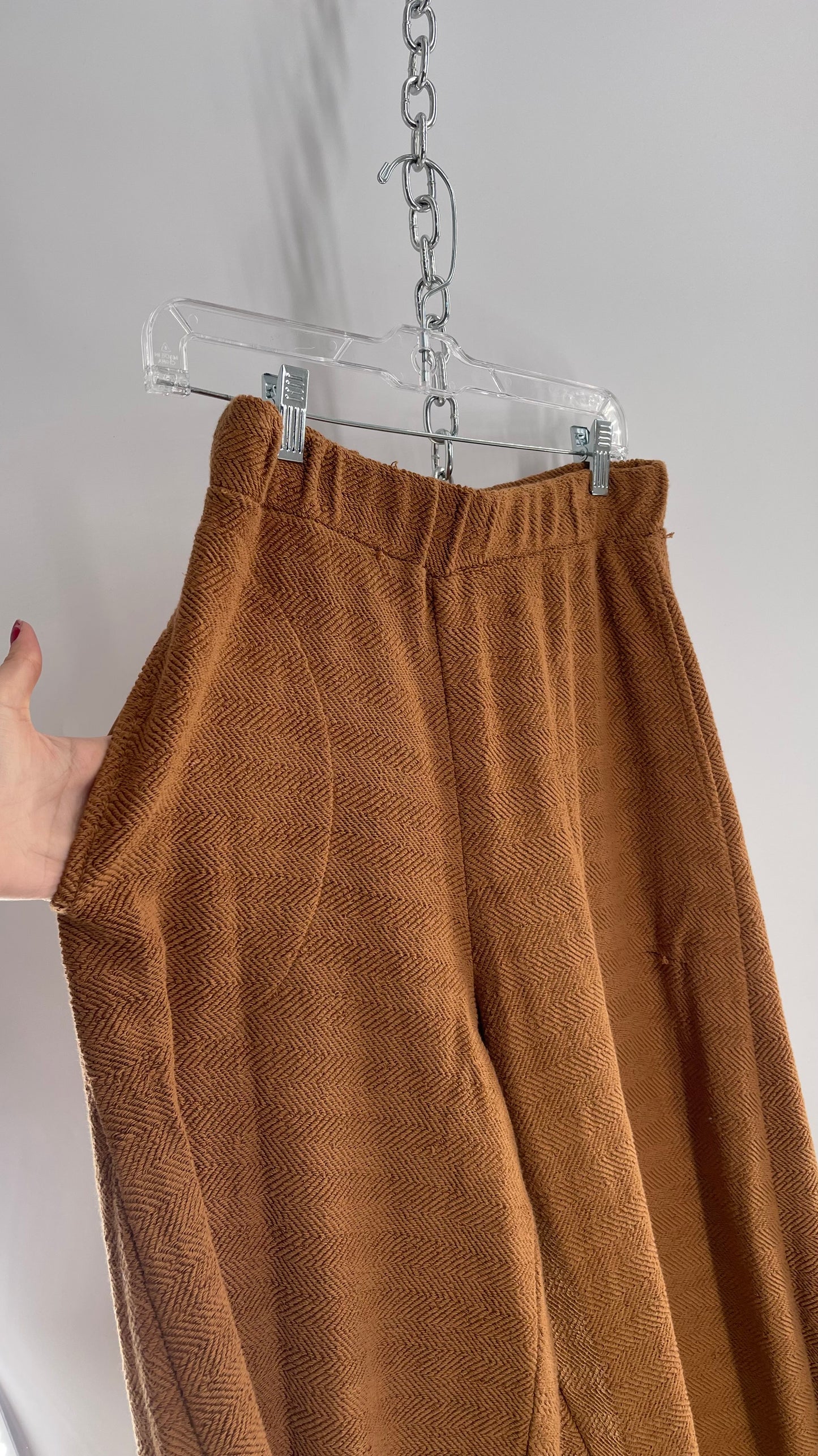 Free People Beach Brown Knit Tapered Haram Style Pant (Medium)