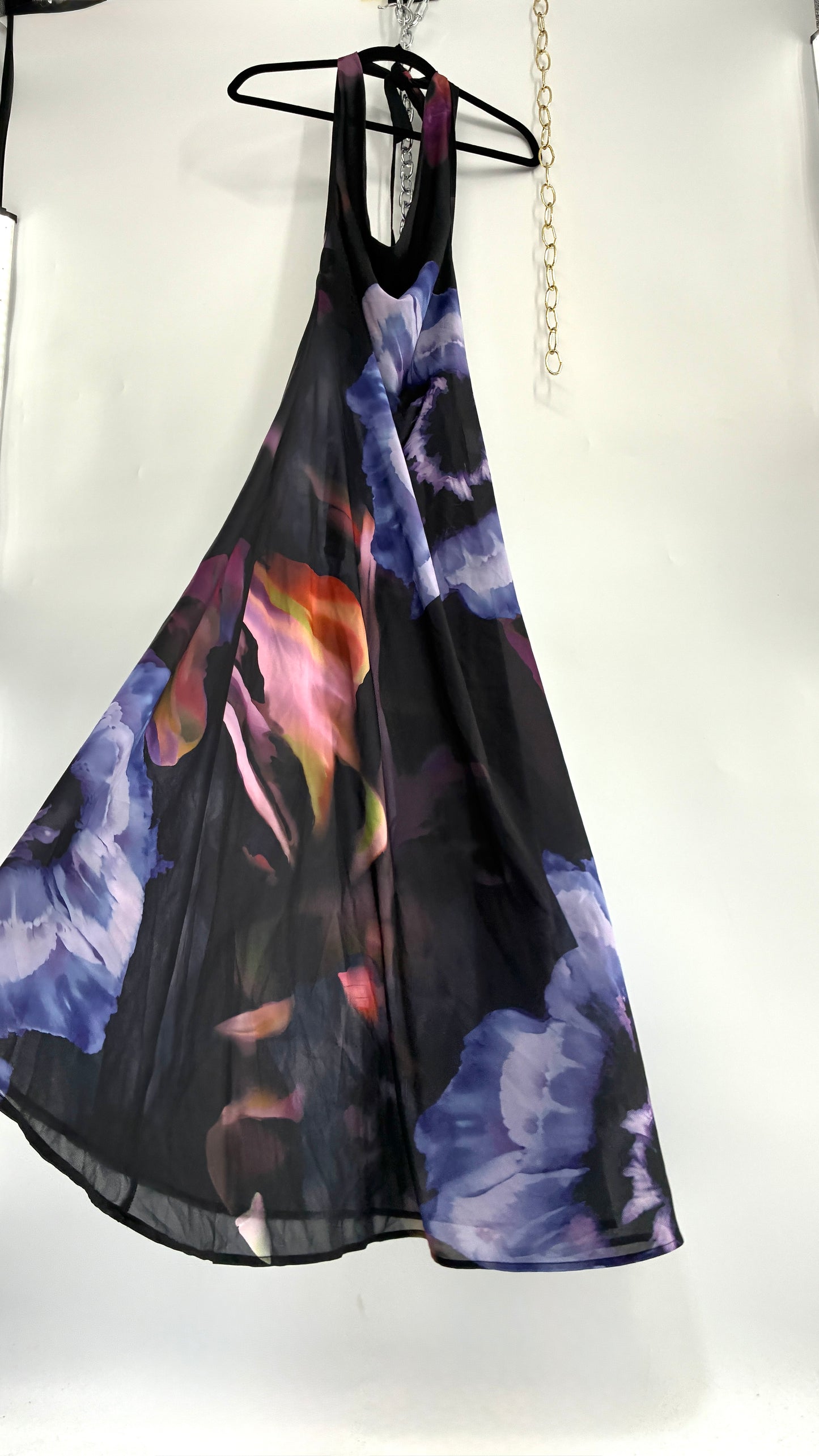 COMMENSE Halter Maxi Dress with Draped, Cowl Neck Design and Tags Attached (Small)