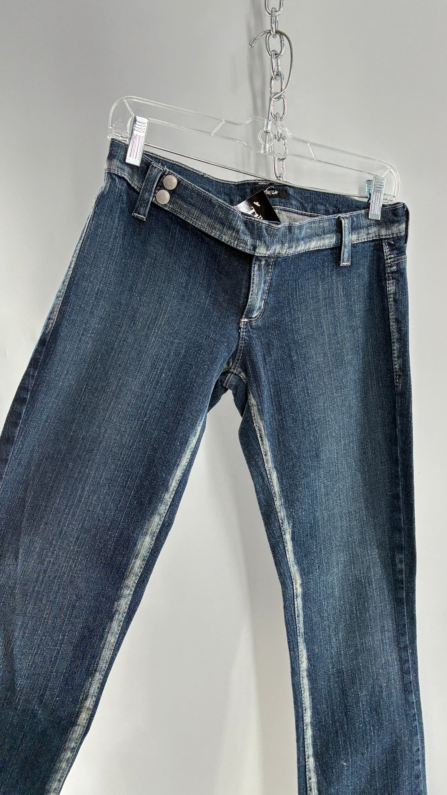 Vintage GUESS CO Ultra Low Rise Jeans with Bleached Seams and Button Side Closure (26)