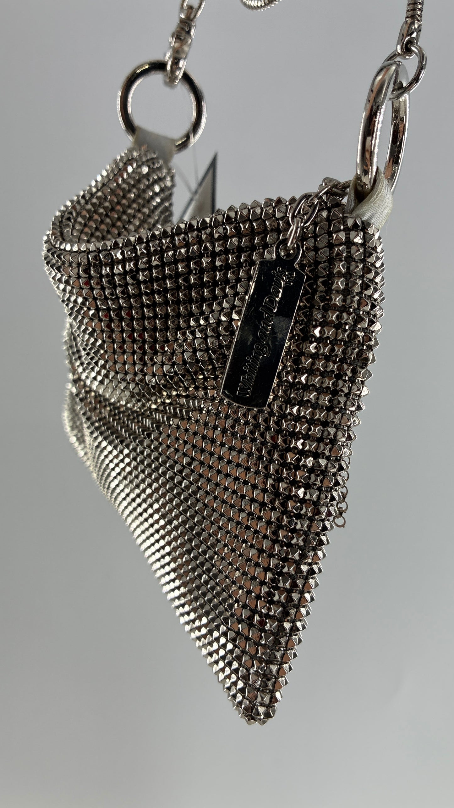 Vintage WHITING & DAVIS Silver Metal Mesh Cross Body Bag