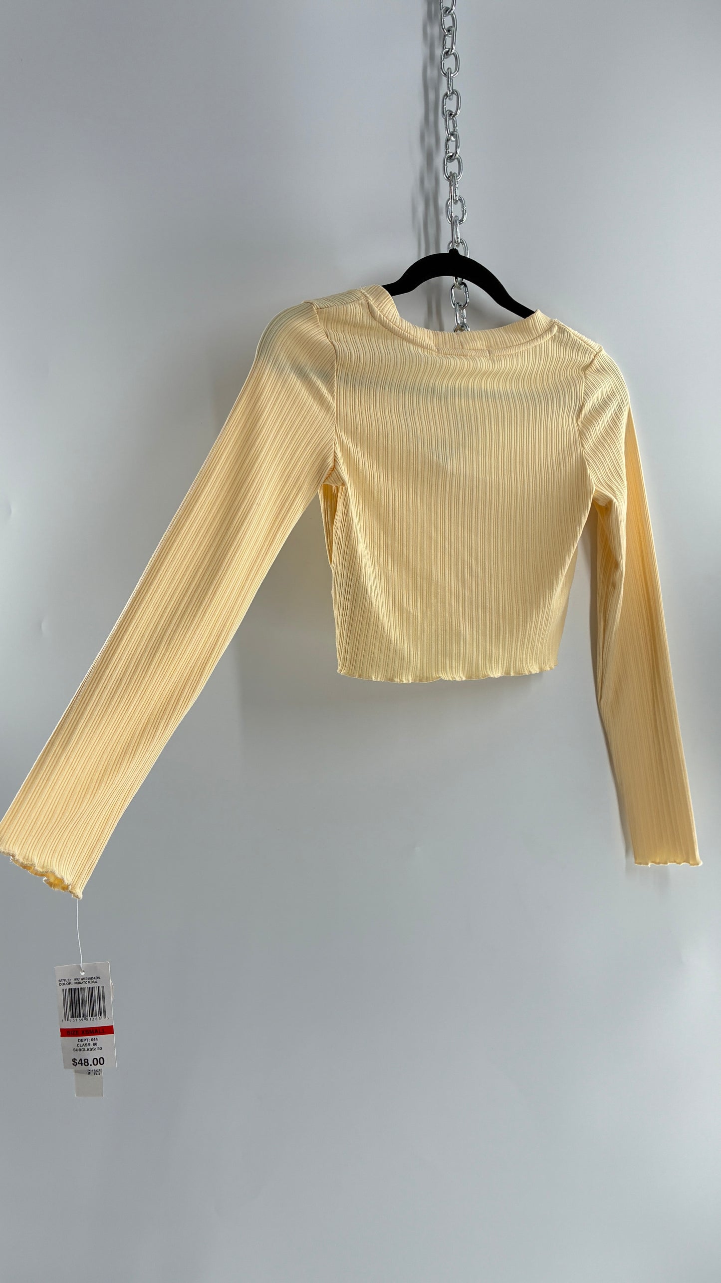WALLFLOWER Baby Yellow Ribbed Cardigan with Tags Attached (XS)