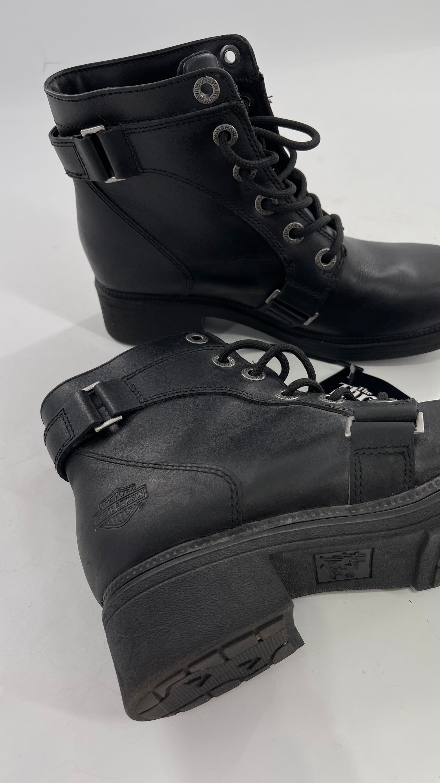 Harley Davidson Black Leather Combat Boots (8.5)