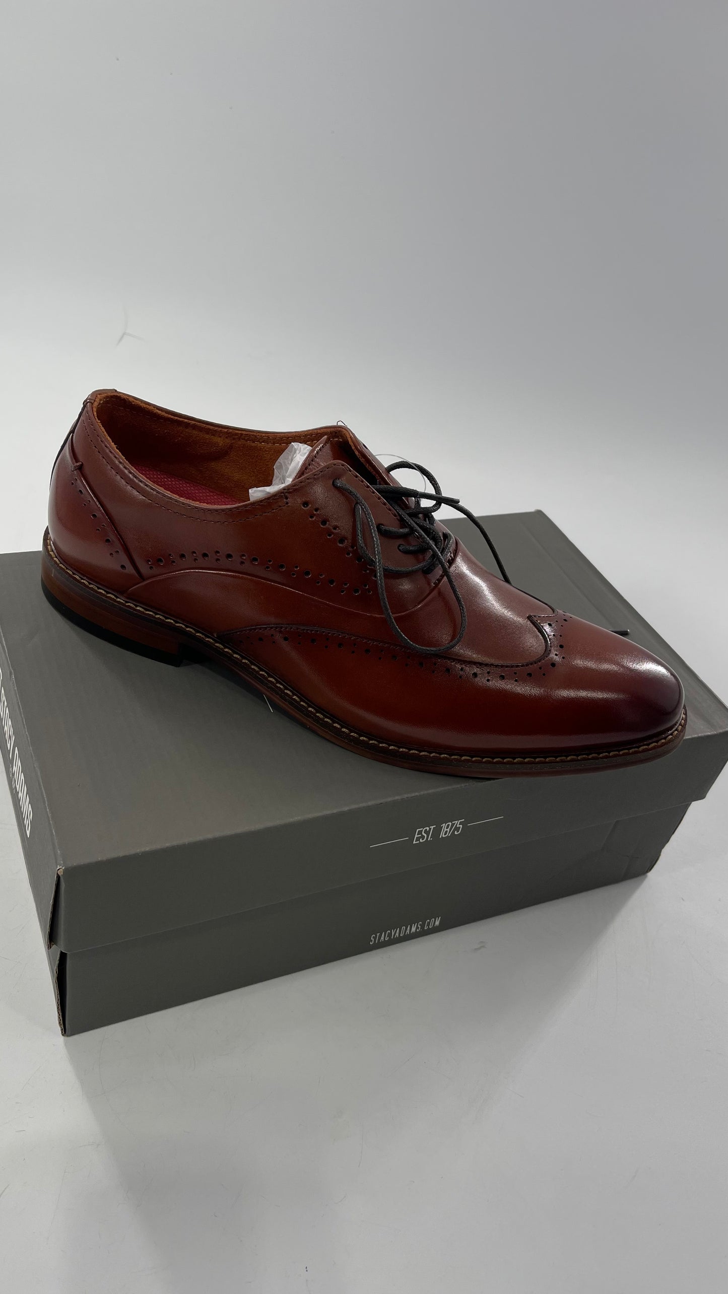 Stacy Adam’s Cognac Leather Brown MacArthur Oxford Dress Shoes (9)