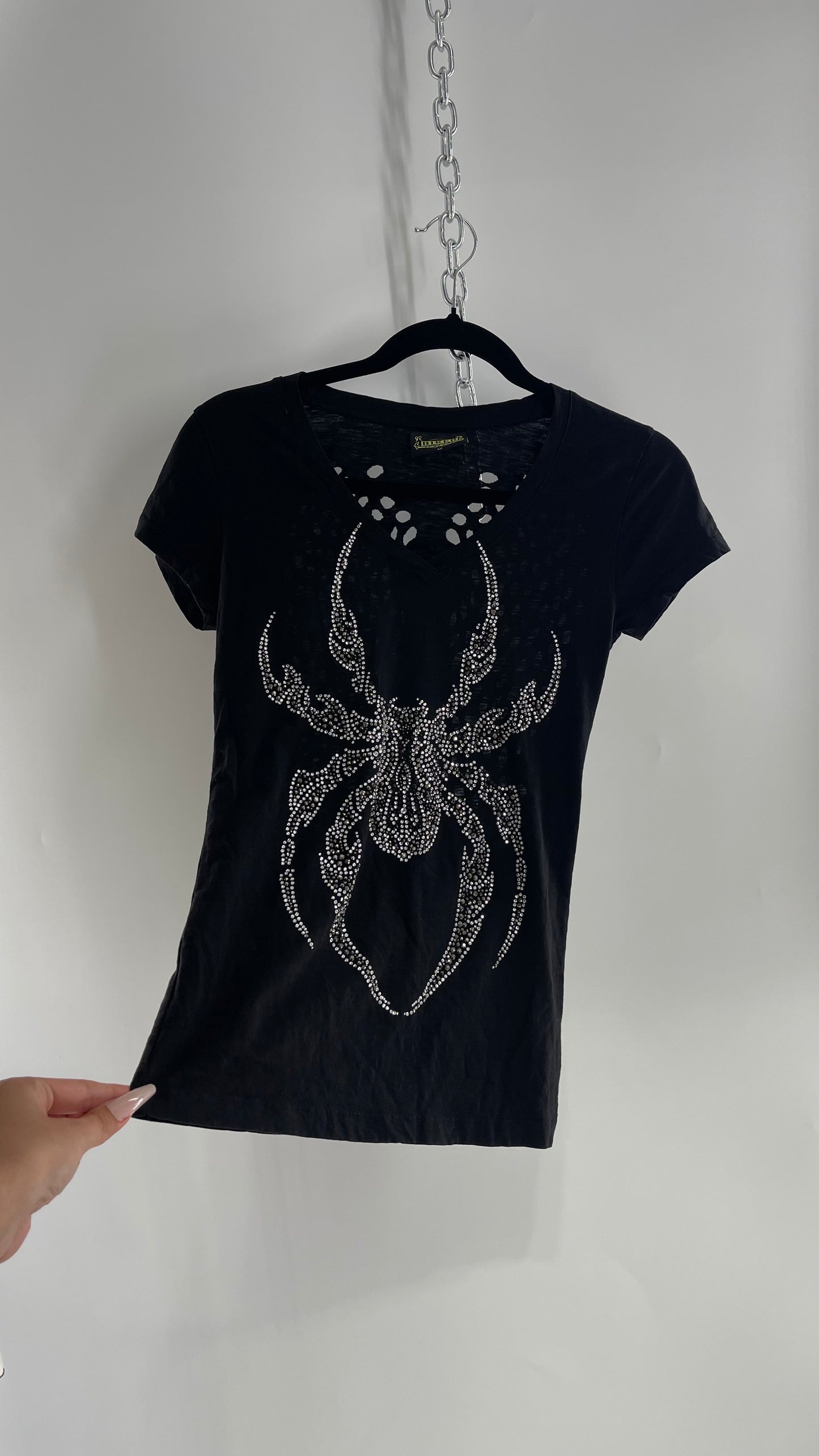 Vintage Biker Clothing Company with Bedazzled Spider and Cut Out Angel Wings