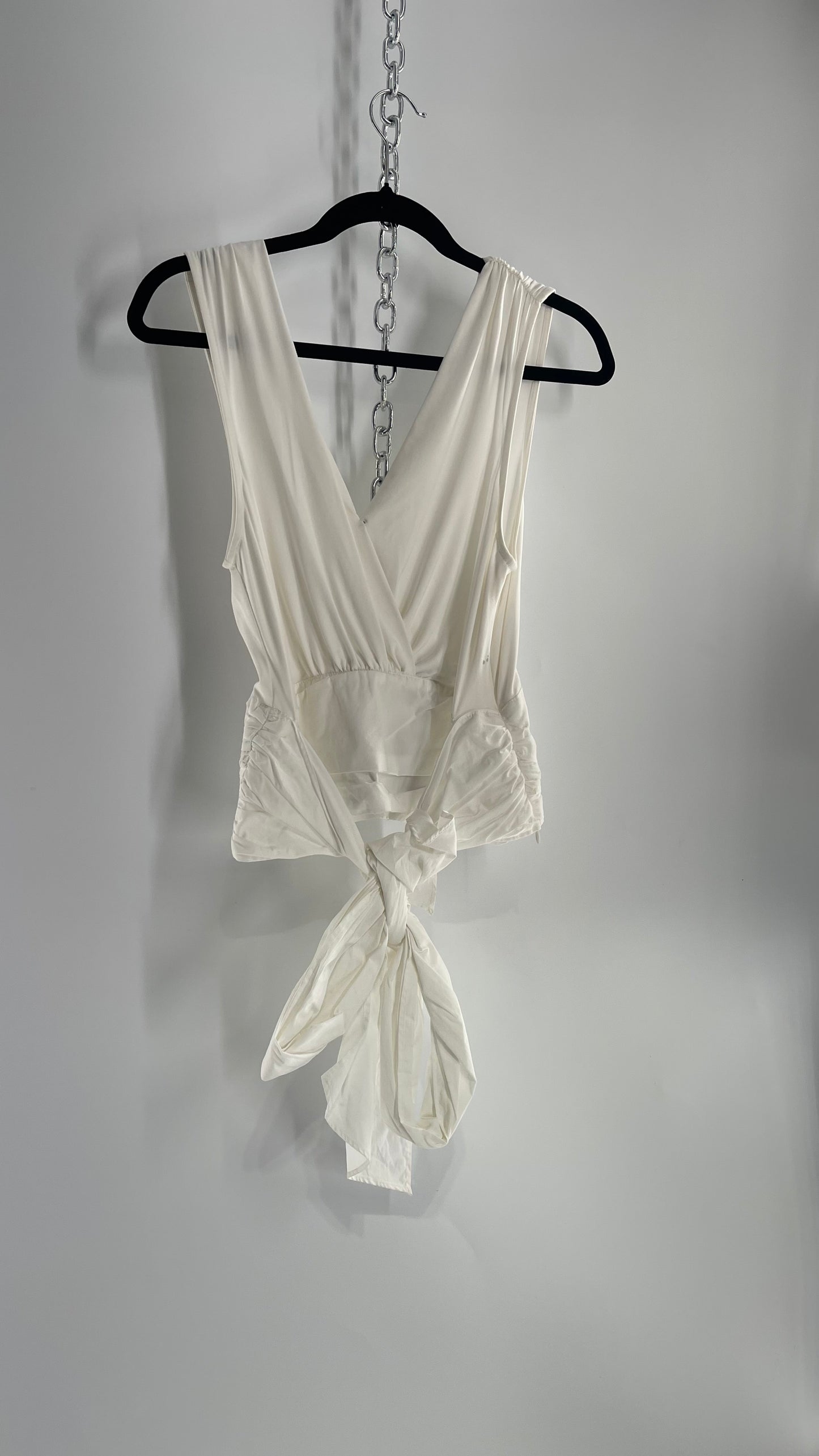 Sunday in Brooklyn Anthropologie White Wrap Around Tie Up Tank (Medium)