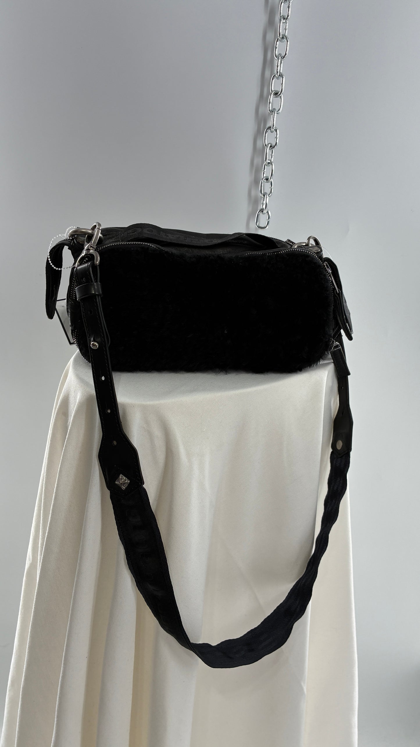 GIORGIO BRATO Black Lamb Leather Convertible Shoulder Bag and Backpack