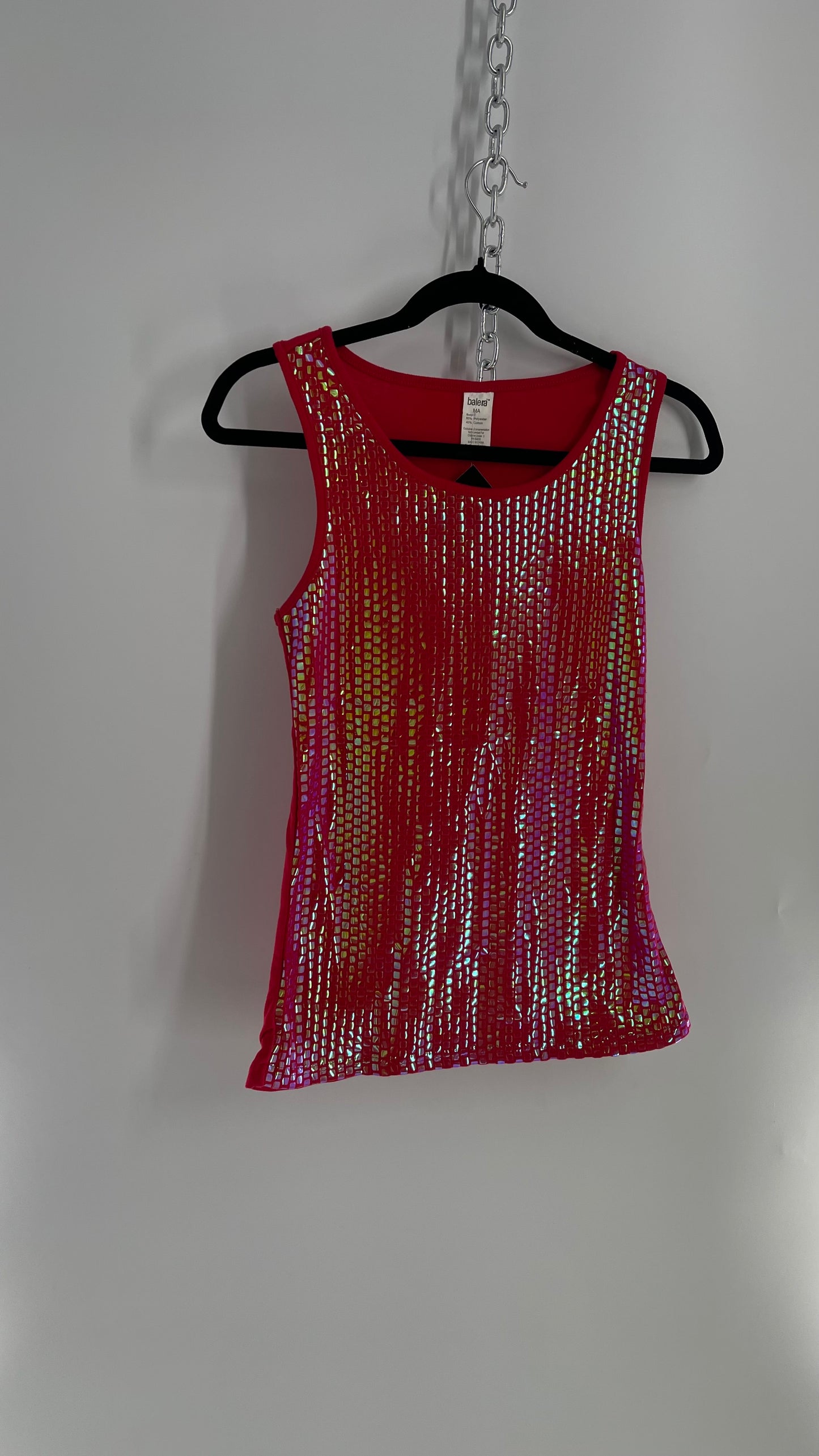 Vintage 1990s Red Iridescent Sequin Tank (S/M)