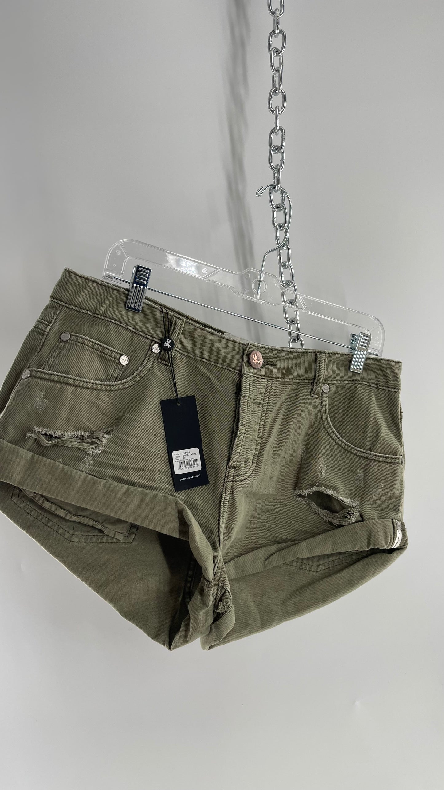 One Teaspoon SUPER KHAKI BANDITS LOW WAIST DENIM SHORTS with Tags Attached (29)