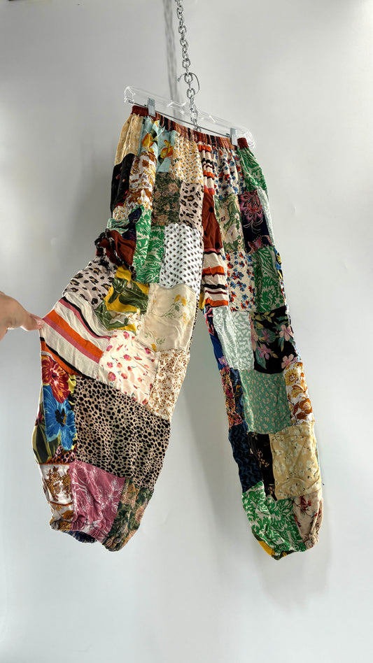 Vintage Patchwork Cinched Ankle Pants (Small)