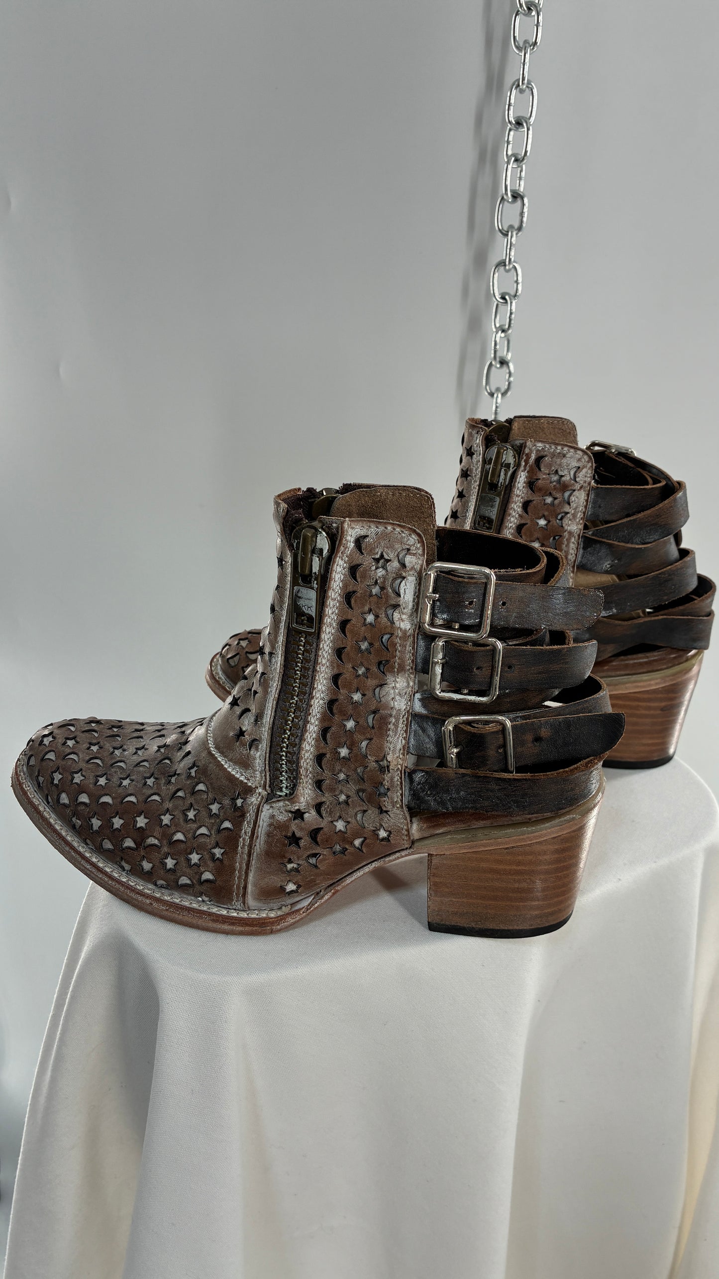 RARE FREEBIRD DAHLIA Star and Moon Booties with Exaggerated Buckle Detailing (8)