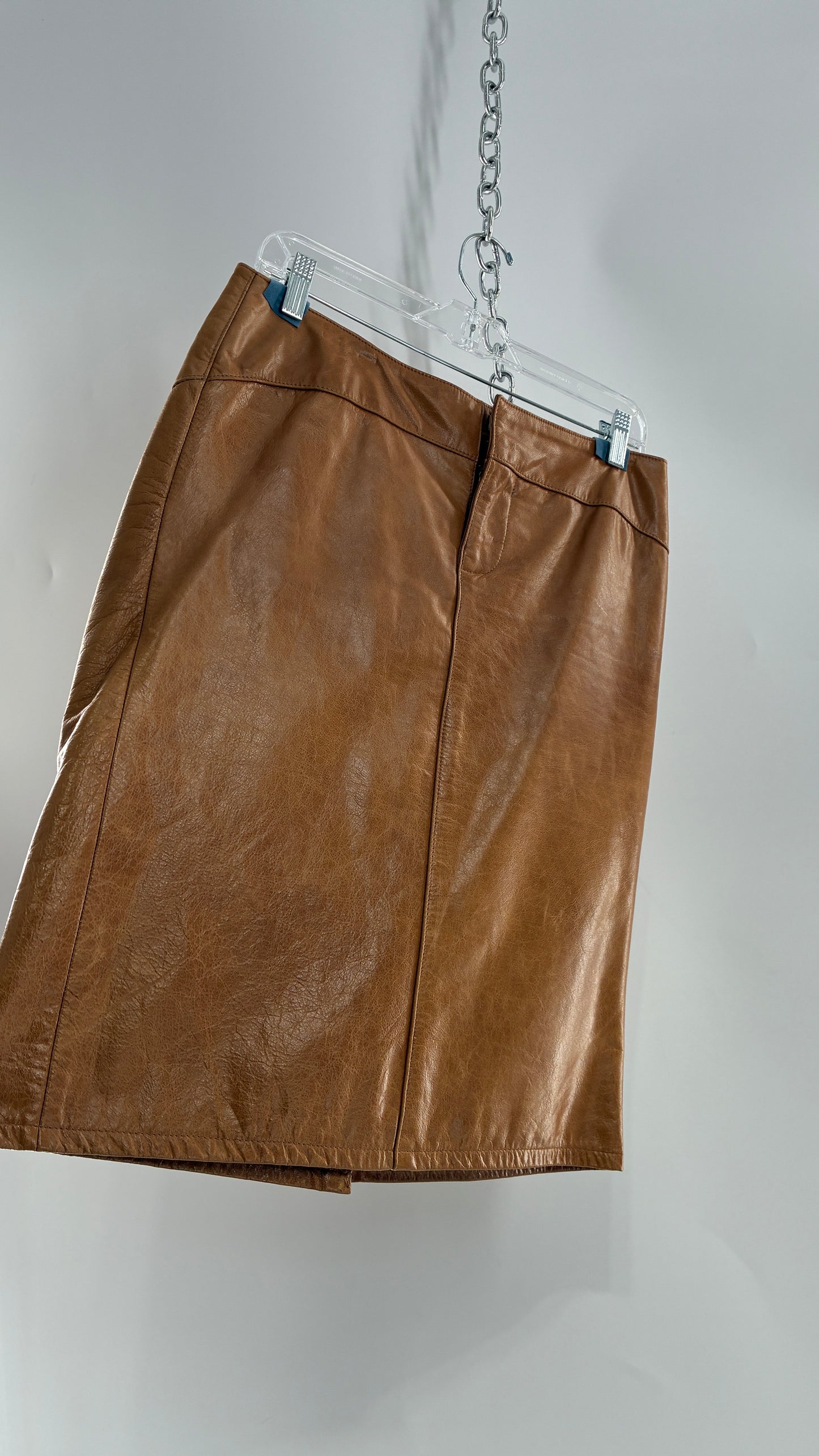 Vintage GAP Camel Leather Hip Skirt with Hip Detail (6)