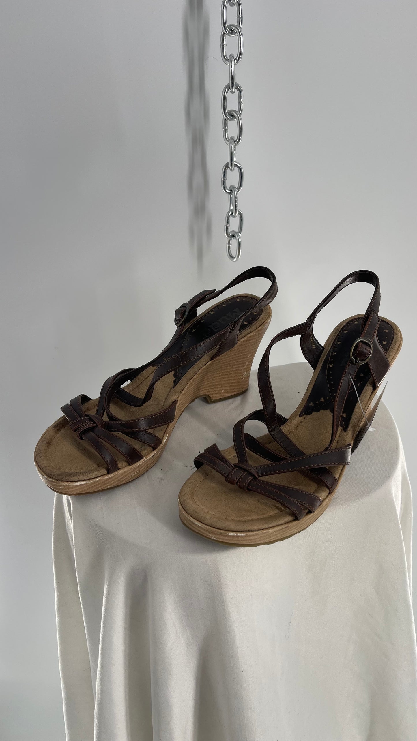 Vintage Mudd Leather Strappy Wedge Heel (7.5)