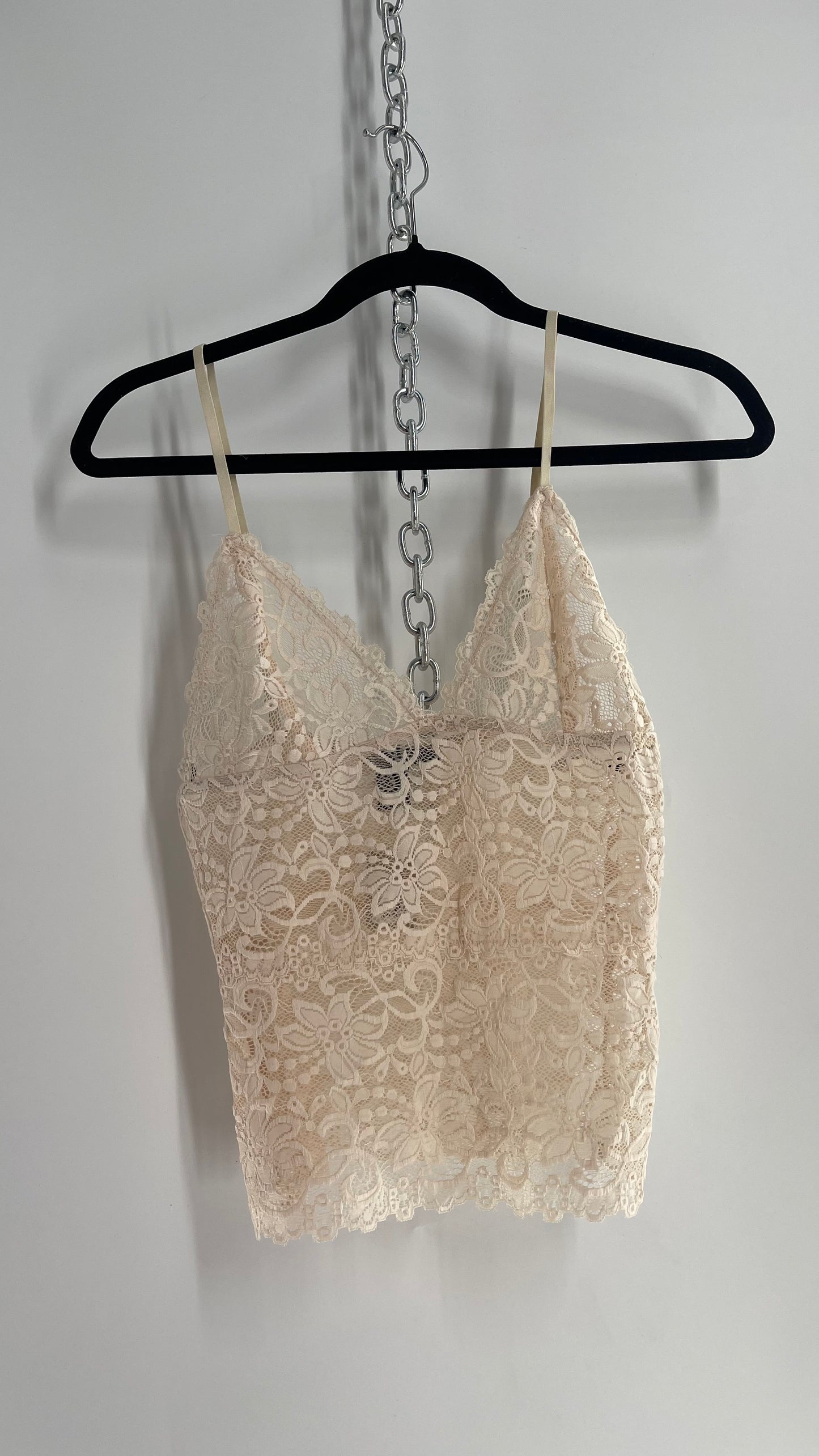 Off White Lace Triangle Bust Camisole Tank (Medium)