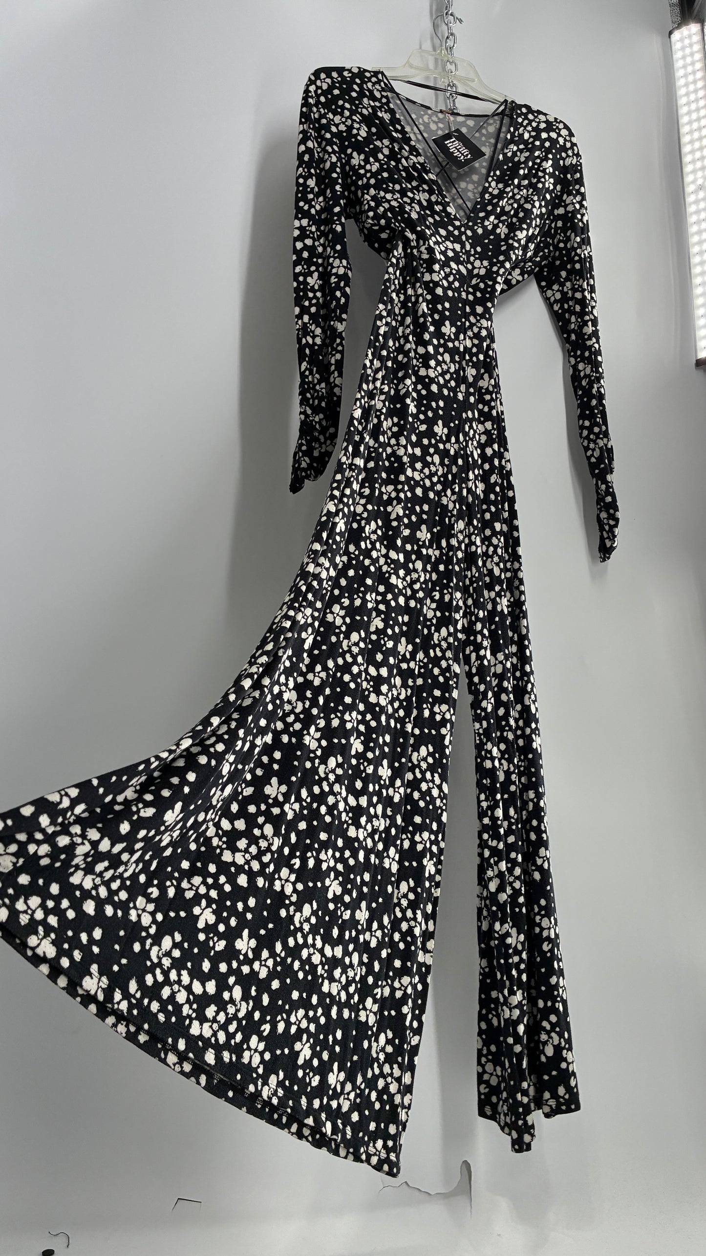 Free People Black and White Polka Dotted Jumpsuit (2)