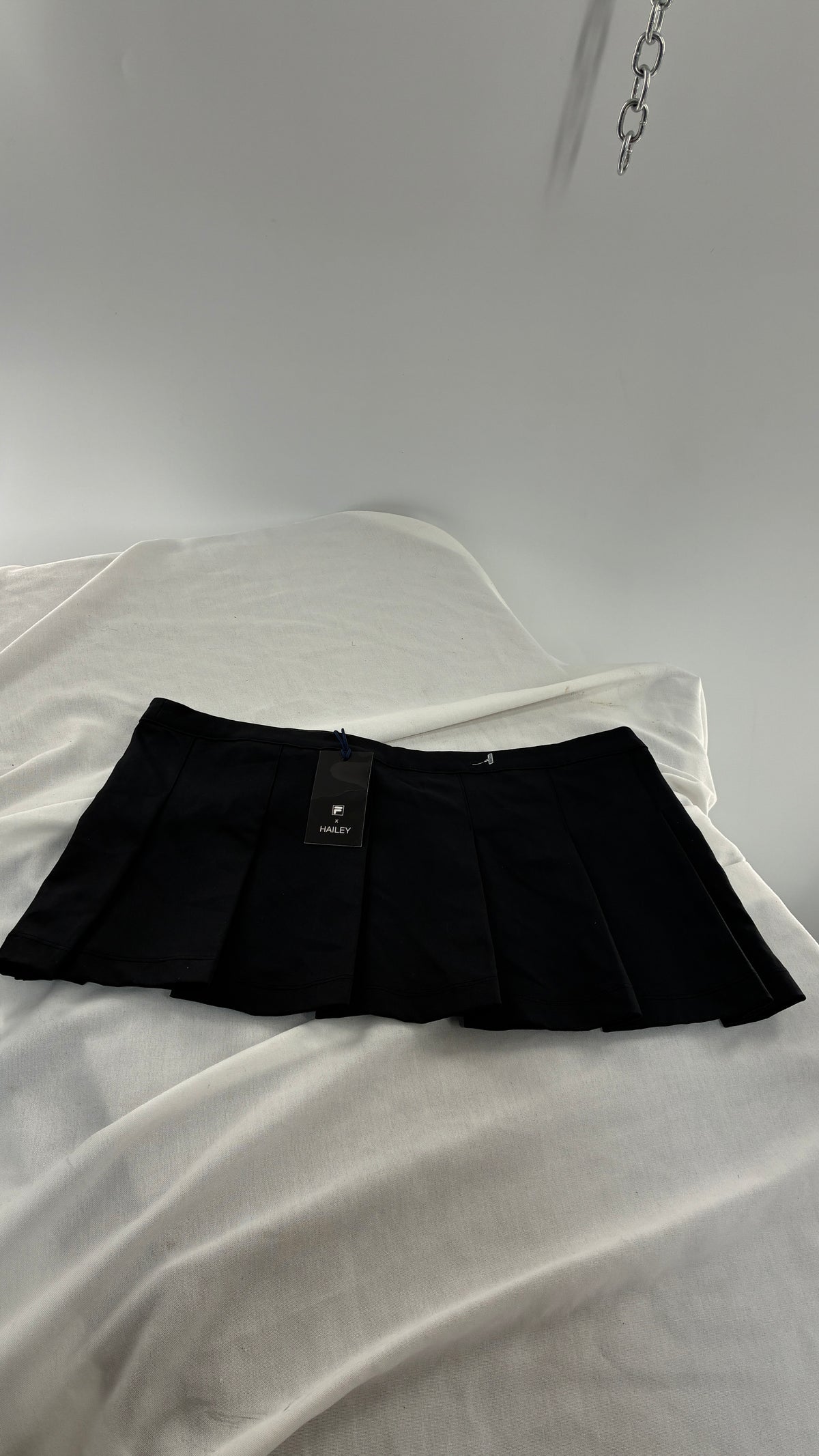 FILA X HAILEY Black Micro Mini Pleated Skirt with Tags (6)