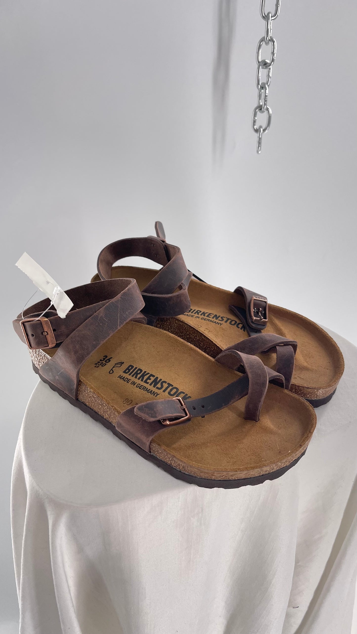 BIRKENSTOCK YARA Leather Strappy Sandal with Tags Attached (36)