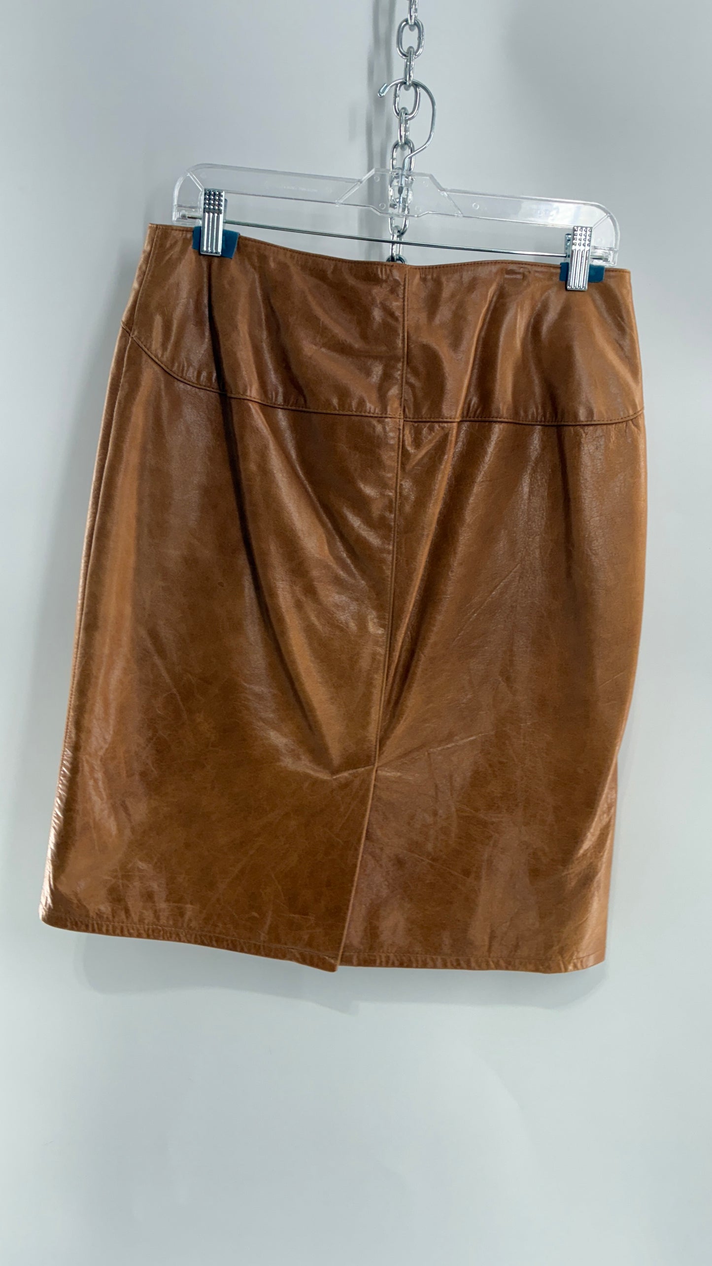 Vintage GAP Camel Leather Hip Skirt with Hip Detail (6)