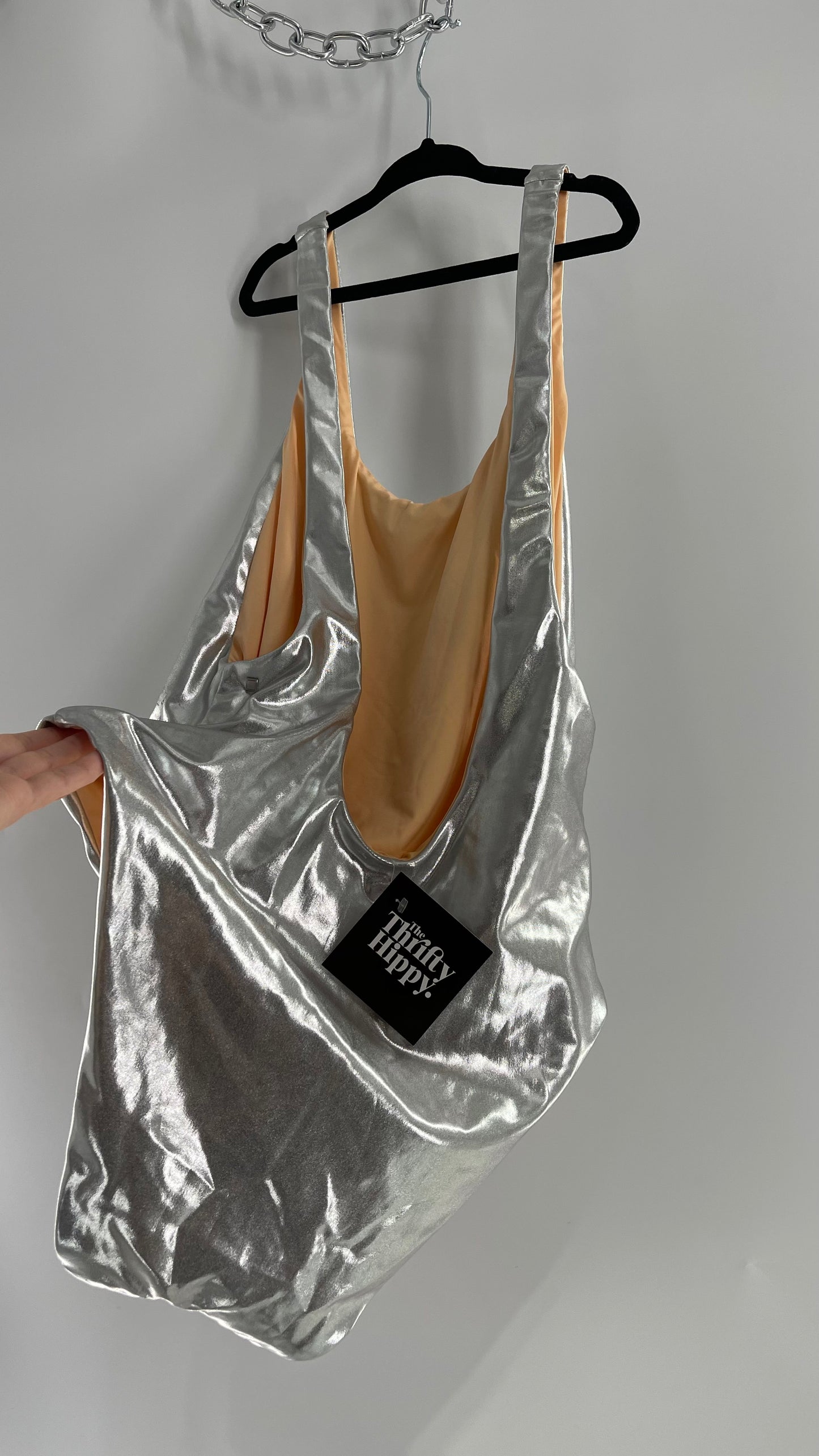Dolce Vita Reversible Silver Metallic/Nude Swimsuit (Medium)