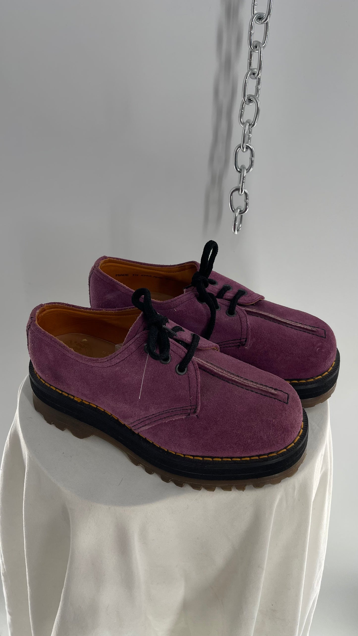 SUPER RARE Vintage Dr. Martens Platform Purple/Mauve Suede Leather Oxfords (3)