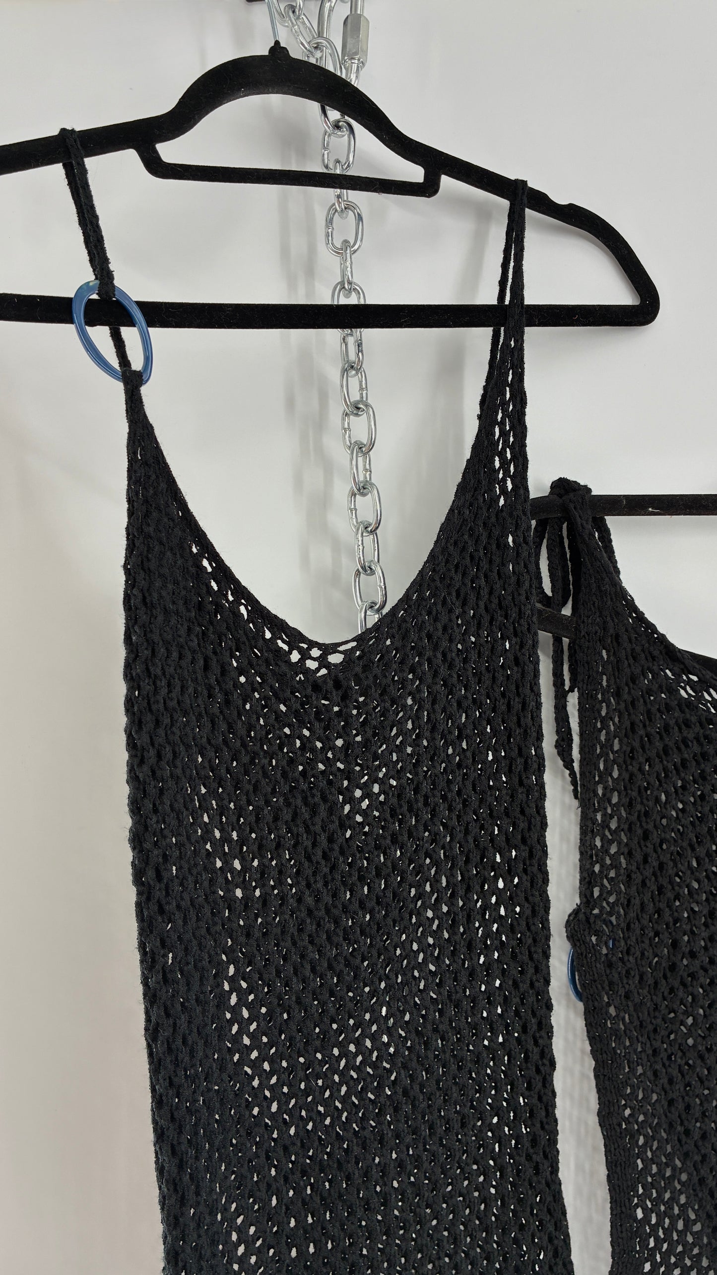 MOTEL Black Crochet Set with Maxi Dress and Matching Top with Tags (XXS)