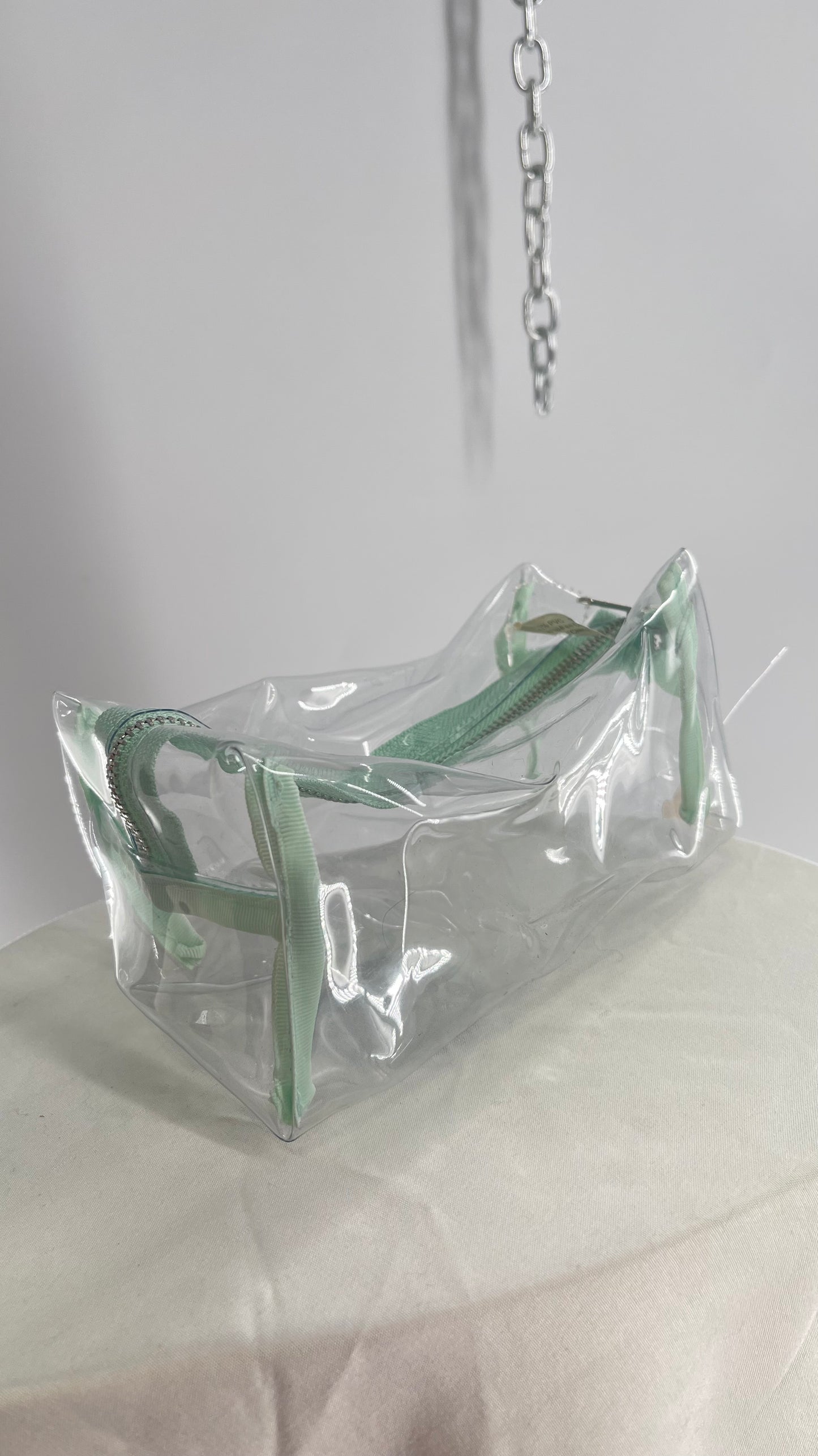 Clear Plastic Pouch with Teal Zipper Closure