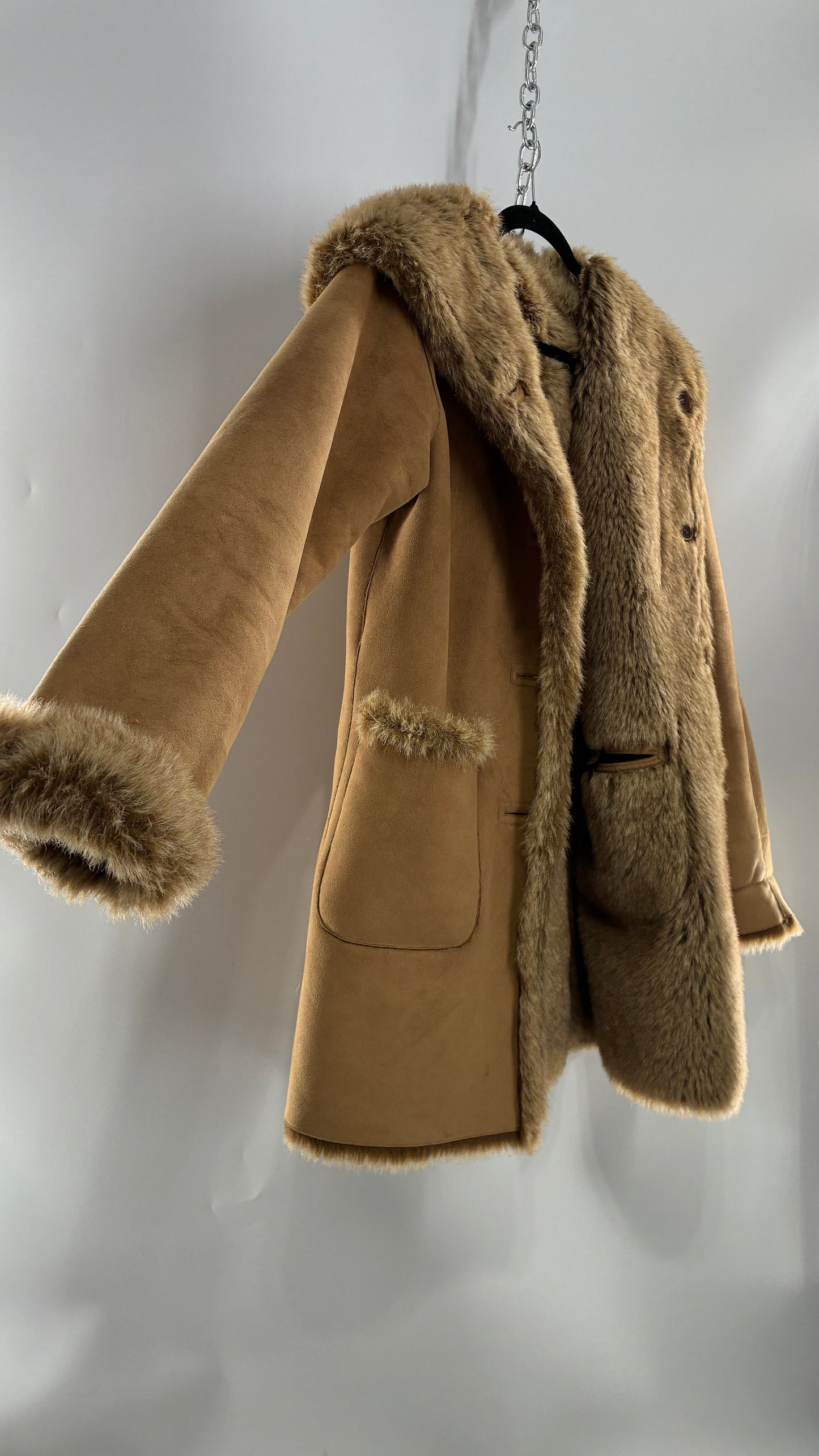 Vintage JONES NEW YORK Reversible Fur and Vegan Suede Coat (Small)