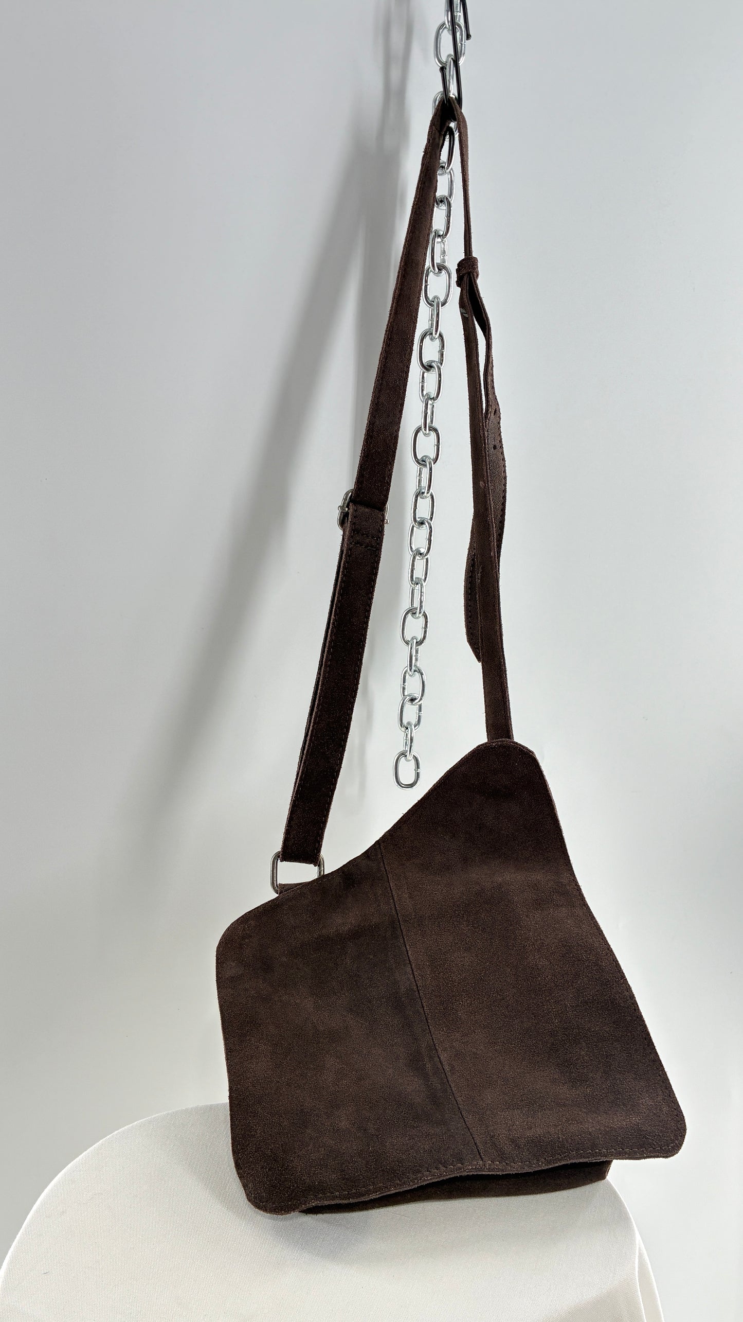 Free People Brown Suede Leather Crossbody Pouch Purse