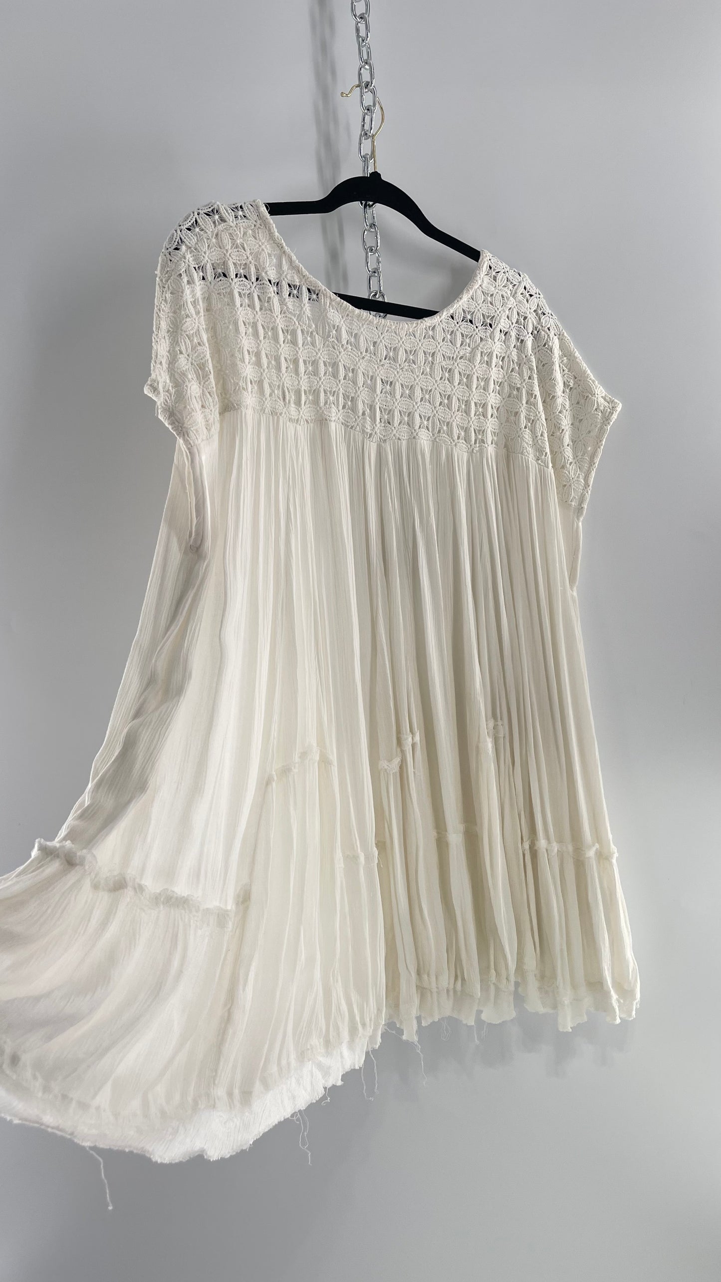 Free People White Cotton Voluminous T Shirt Dress (S)