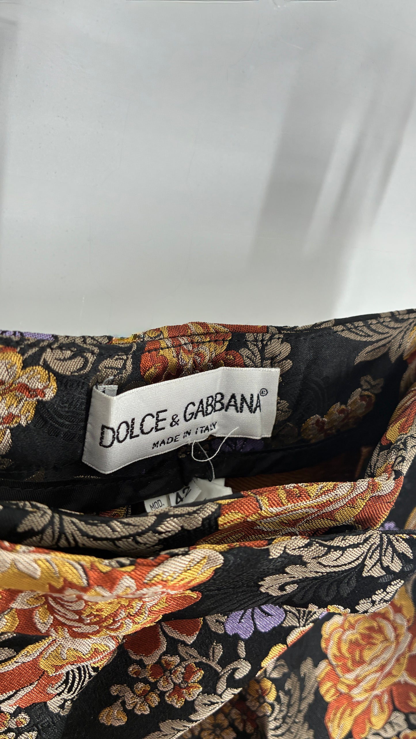 Vintage DOLCE & GABANNA Silk Black Brocade Trouser (42)
