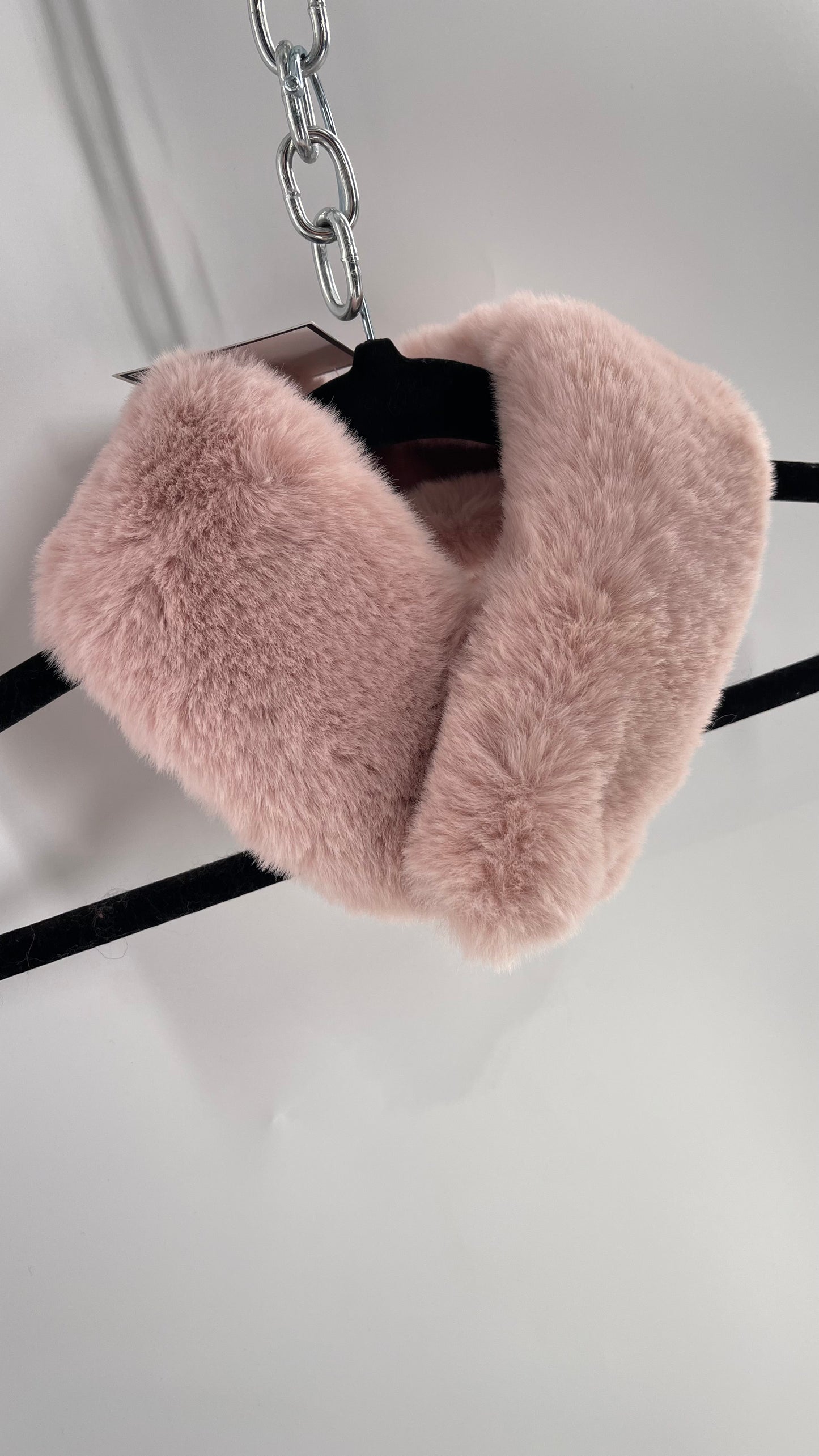 Muted Pink Fur Collar/Neck Warmer with Velvet Lining