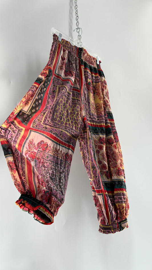 Free People Haram Pant Tapestry Graphic Double Lined Athleisure Joggers (Small)