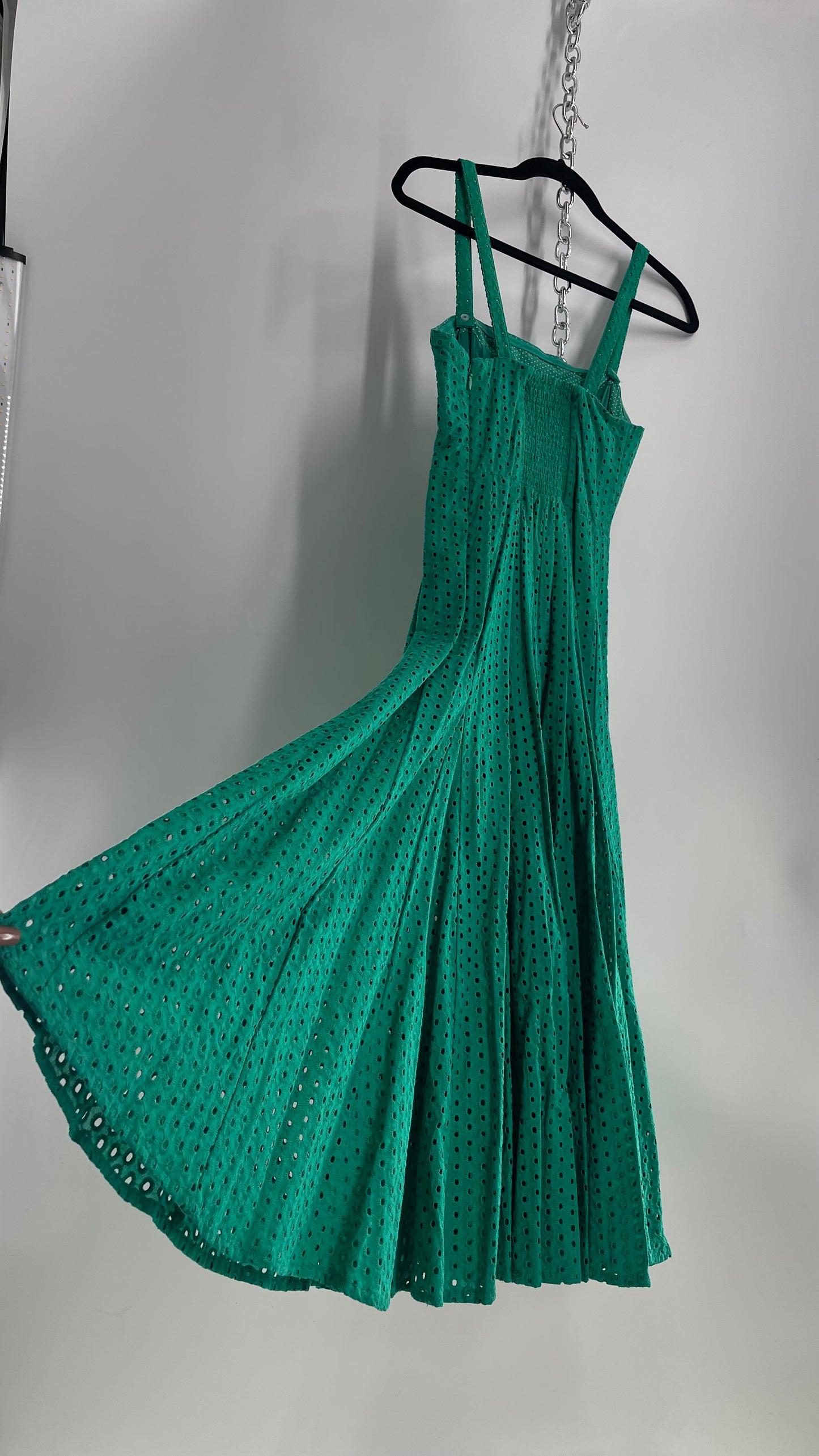 Maeve Anthropologie Kelly Green Eyelet Lace Midi Dress (2)