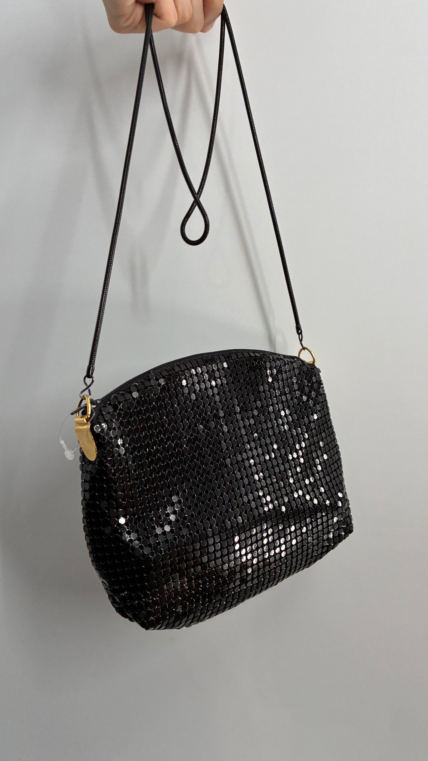 Vintage Black Metal Mesh Crossbody Purse