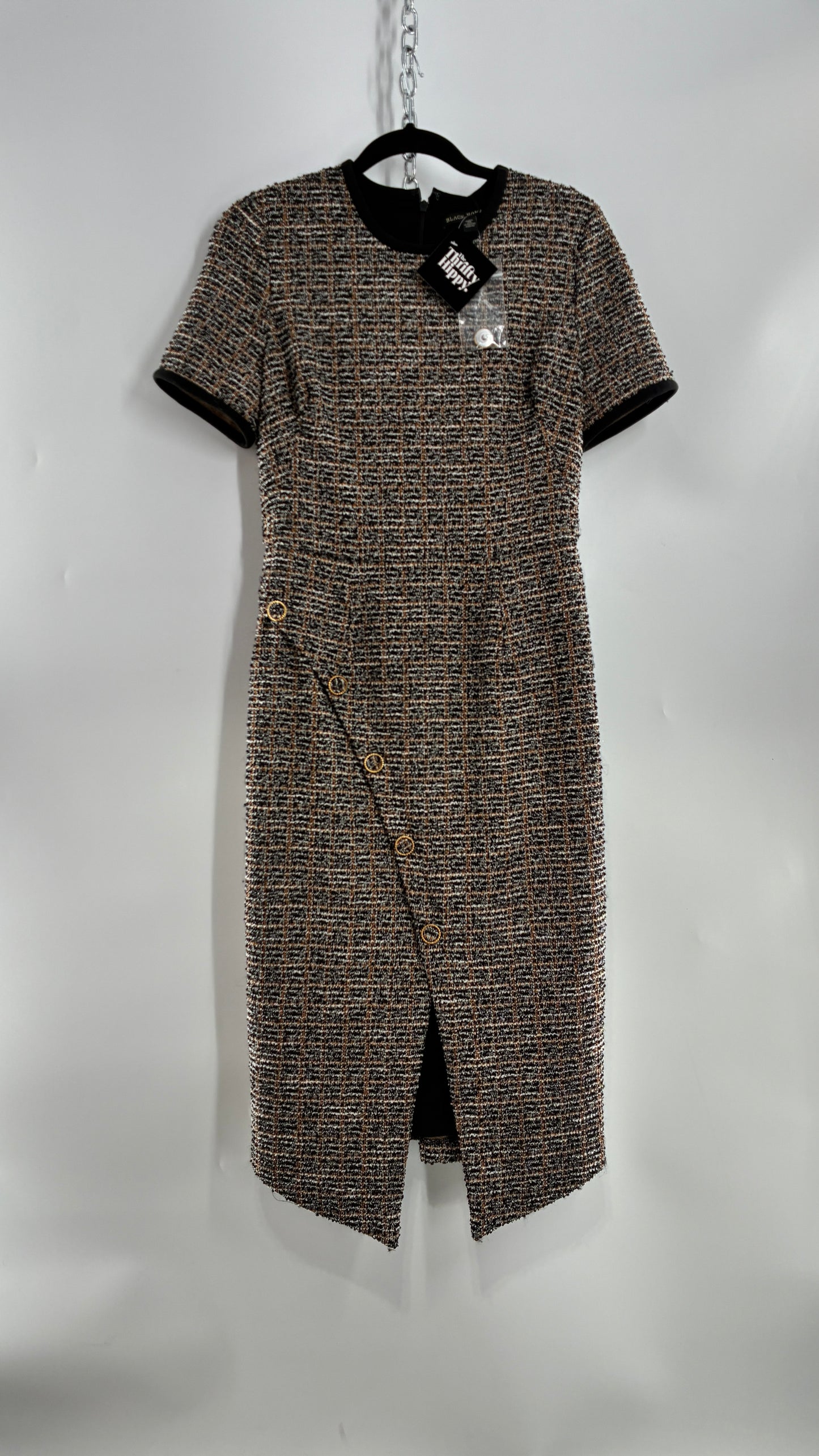 BLACK HALO Tweed Midi Dress with Tags Attached (8)