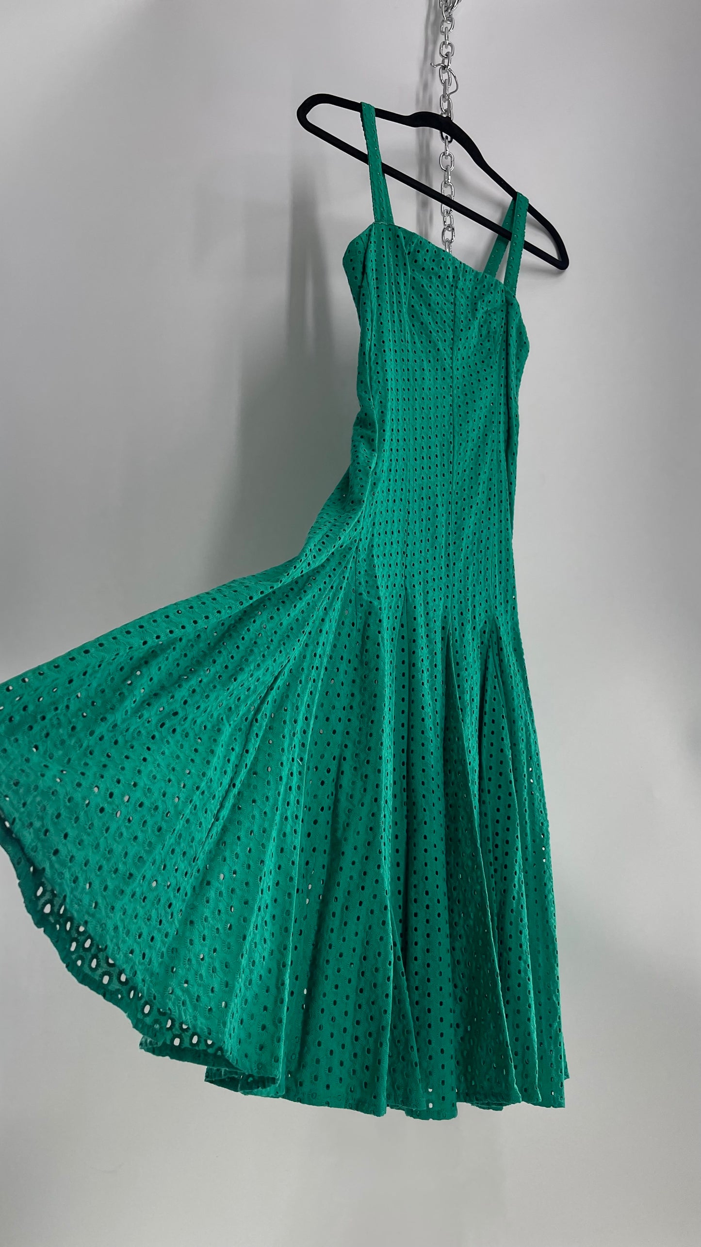 Maeve Anthropologie Kelly Green Eyelet Lace Midi Dress (2)