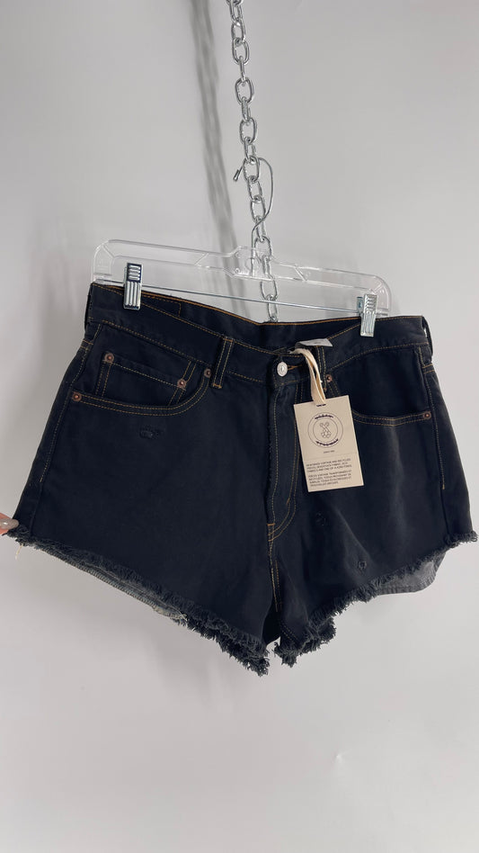 Vintage Levi 550 Distressed Dark Wash Shorts Urban Outfitters Renewal with Tags Attached (32)