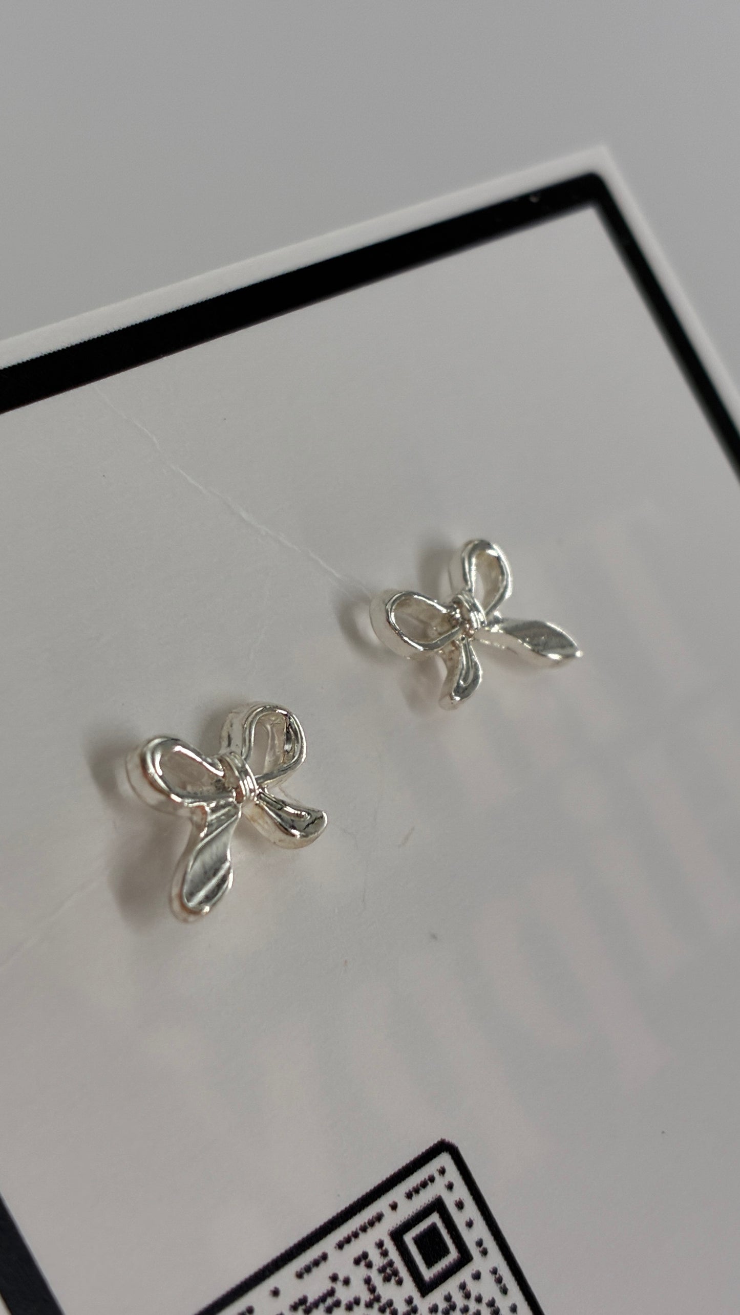 Tiny Dainty Silver Bow Earrings