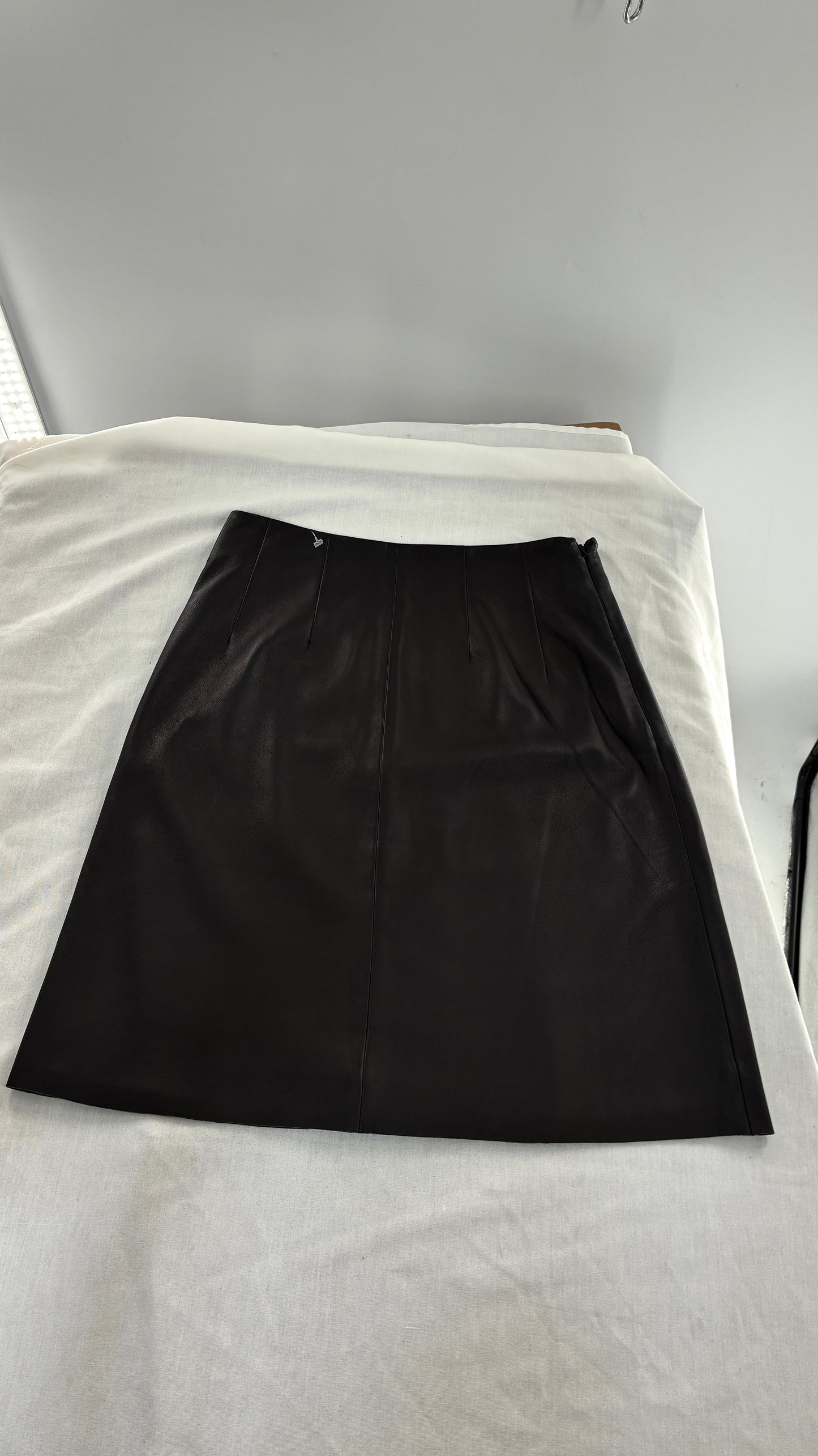 IRIS & INK 100% Black Lamb Leather Skirt (10)