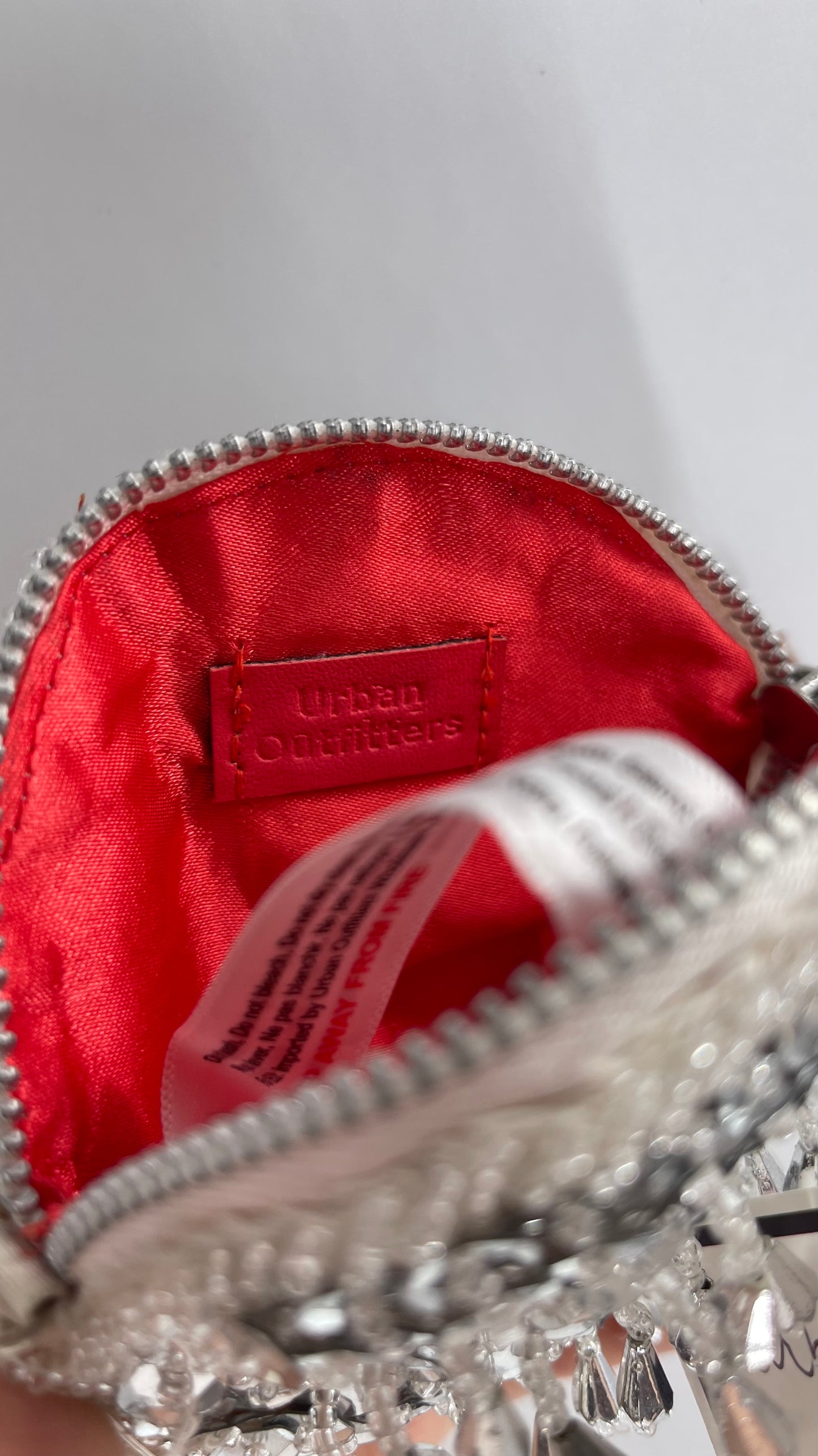 Urban Outfitters Embellished, Sequin, Dangling Crystal Round Coin Pouch