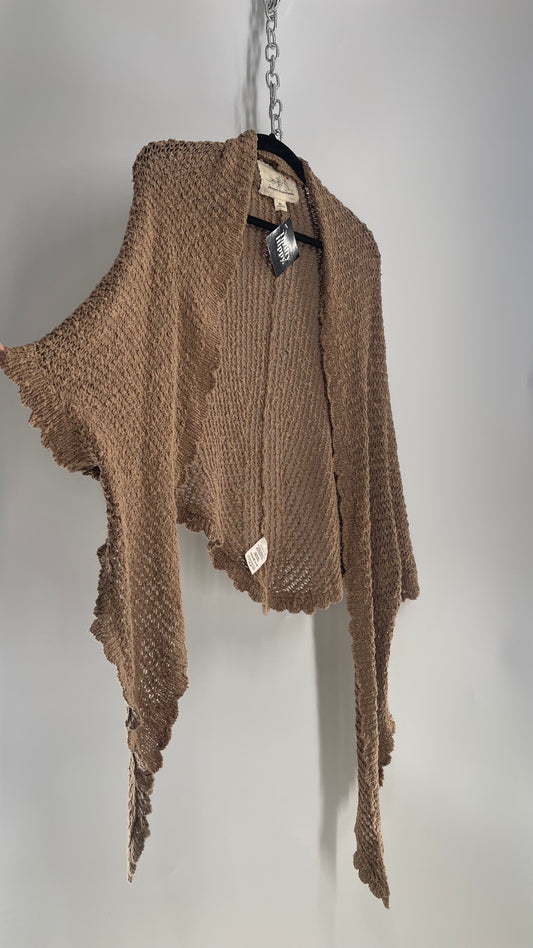 Angel of the North Nysa Anthropologie Brown Knit Cape (XS/S)