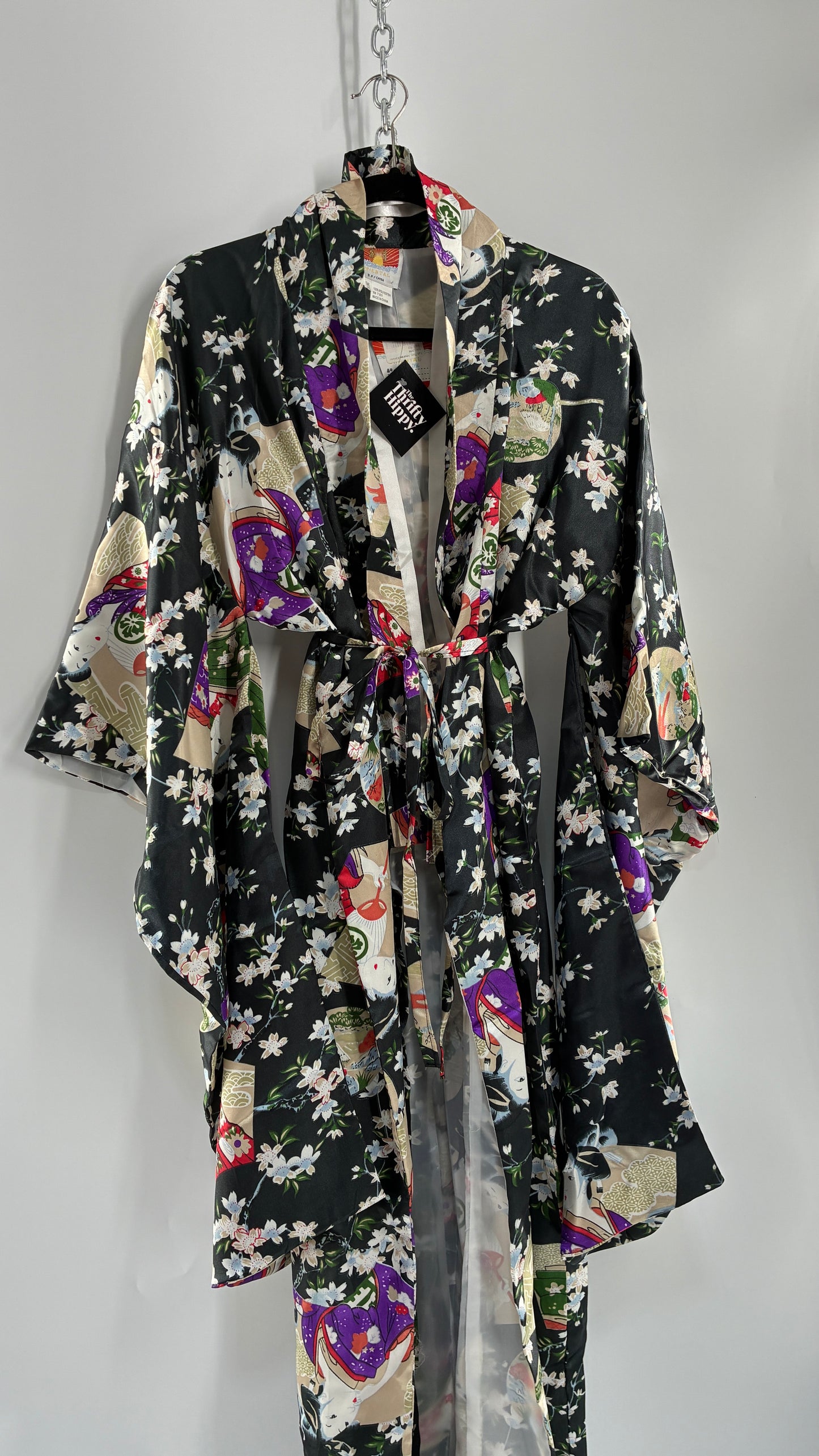 Deadstock Vintage Japanese Style Drape Sleeve Duster Robe/Kimono with Tags Attached (One Size)