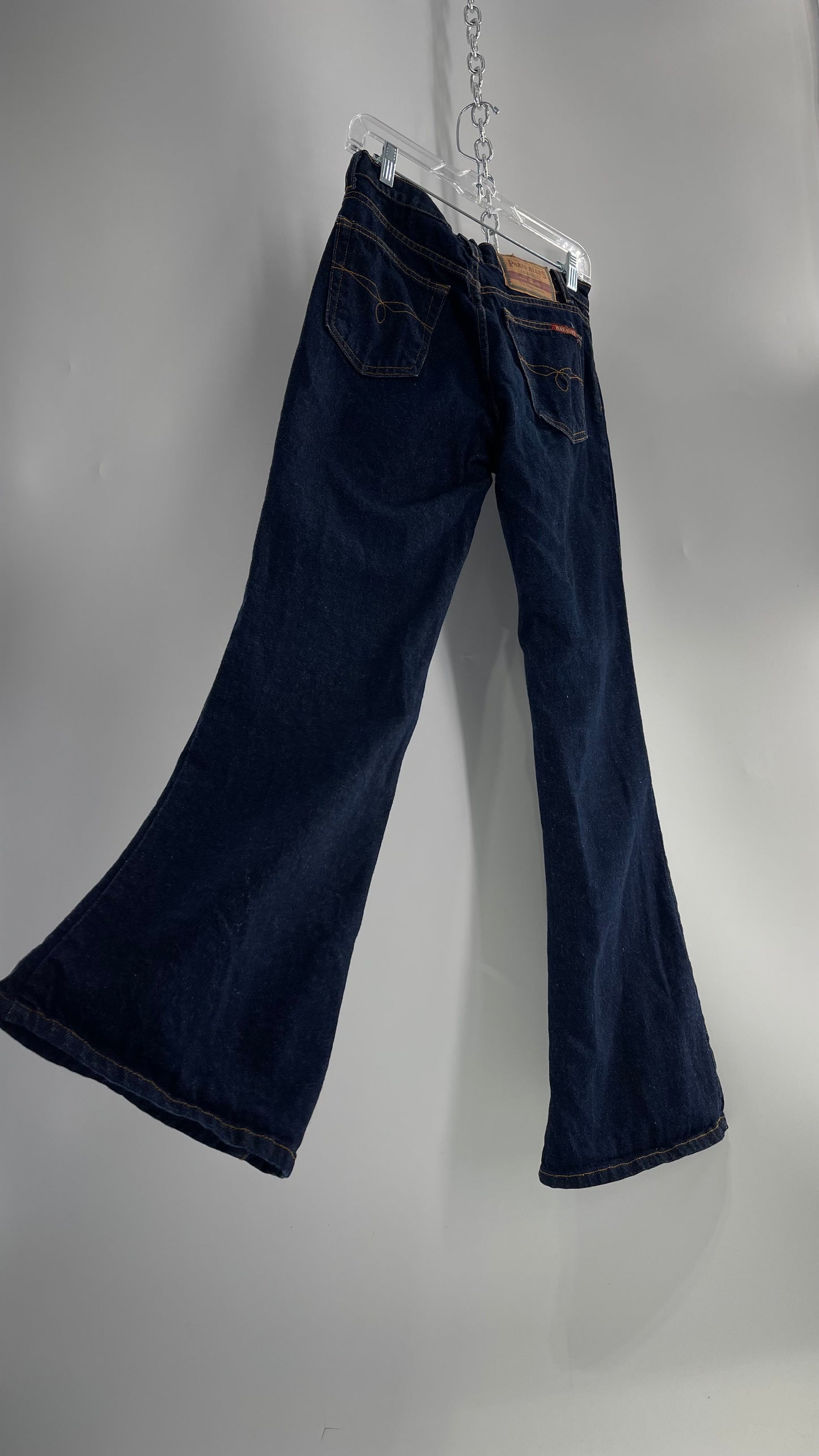 Vintage PARIS BLUES Dark Wash Kick Flare Denim Jeans(5)