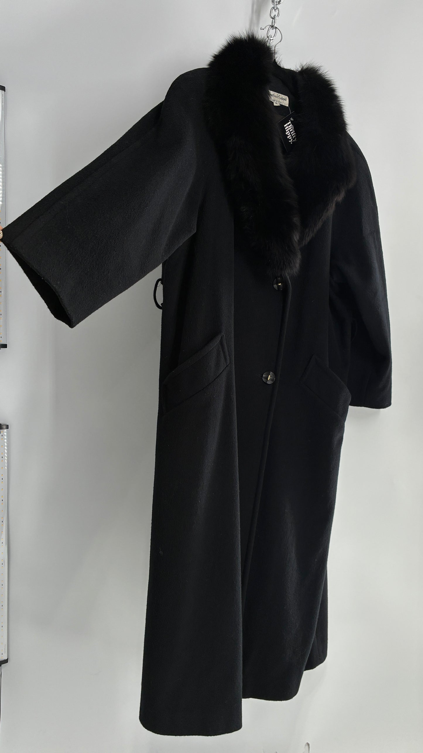 Jonathan Michael Black Full Coat with Genuine Fur Collar (C)(16)